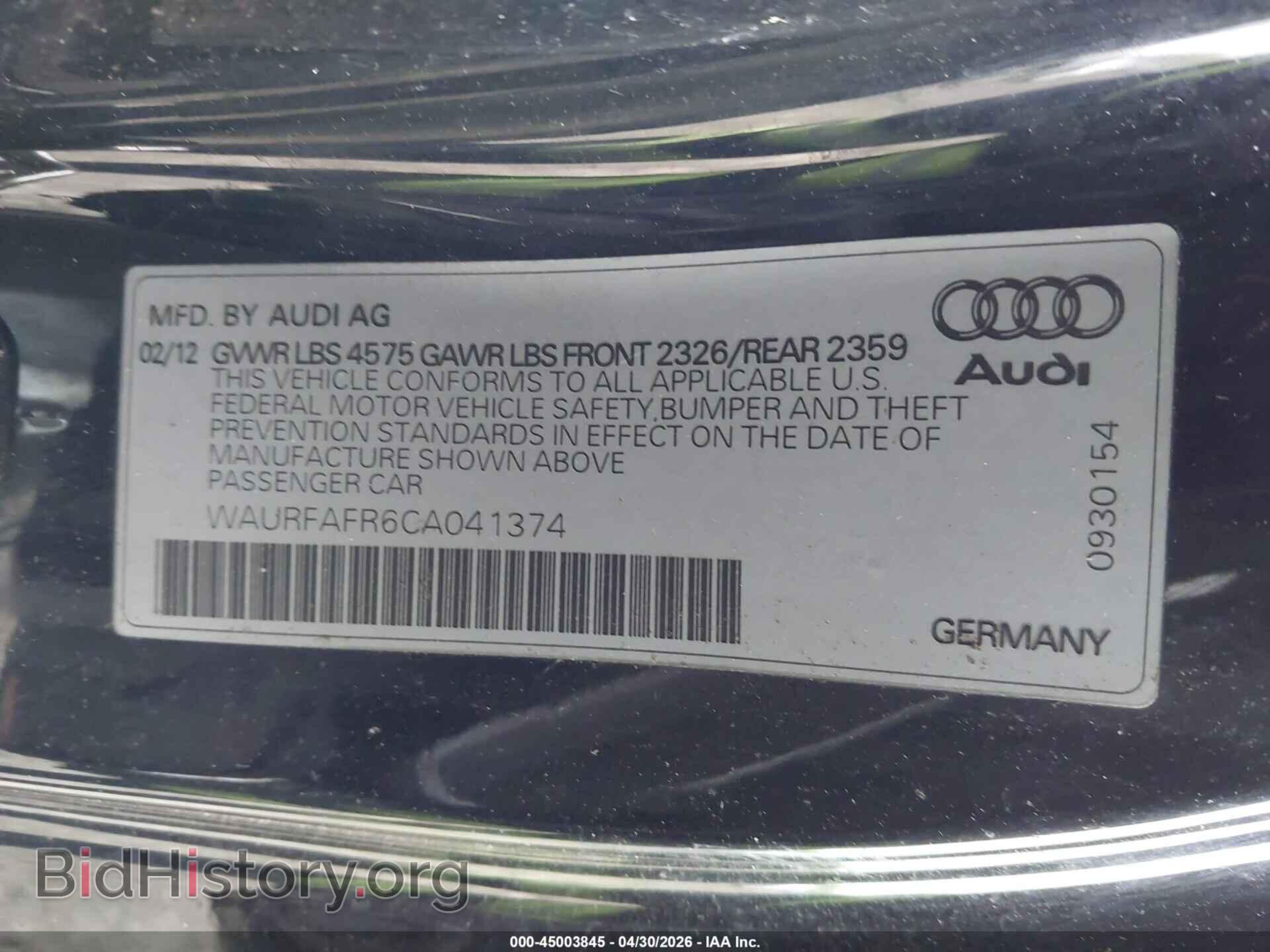 2012 AUDI A5 - VIN: WAURFAFR6CA041374 - Photo 9