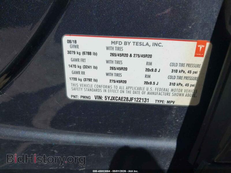 2018 Tesla MODEL X (VIN 5YJXCAE28JF122131) — photo 9 of 19