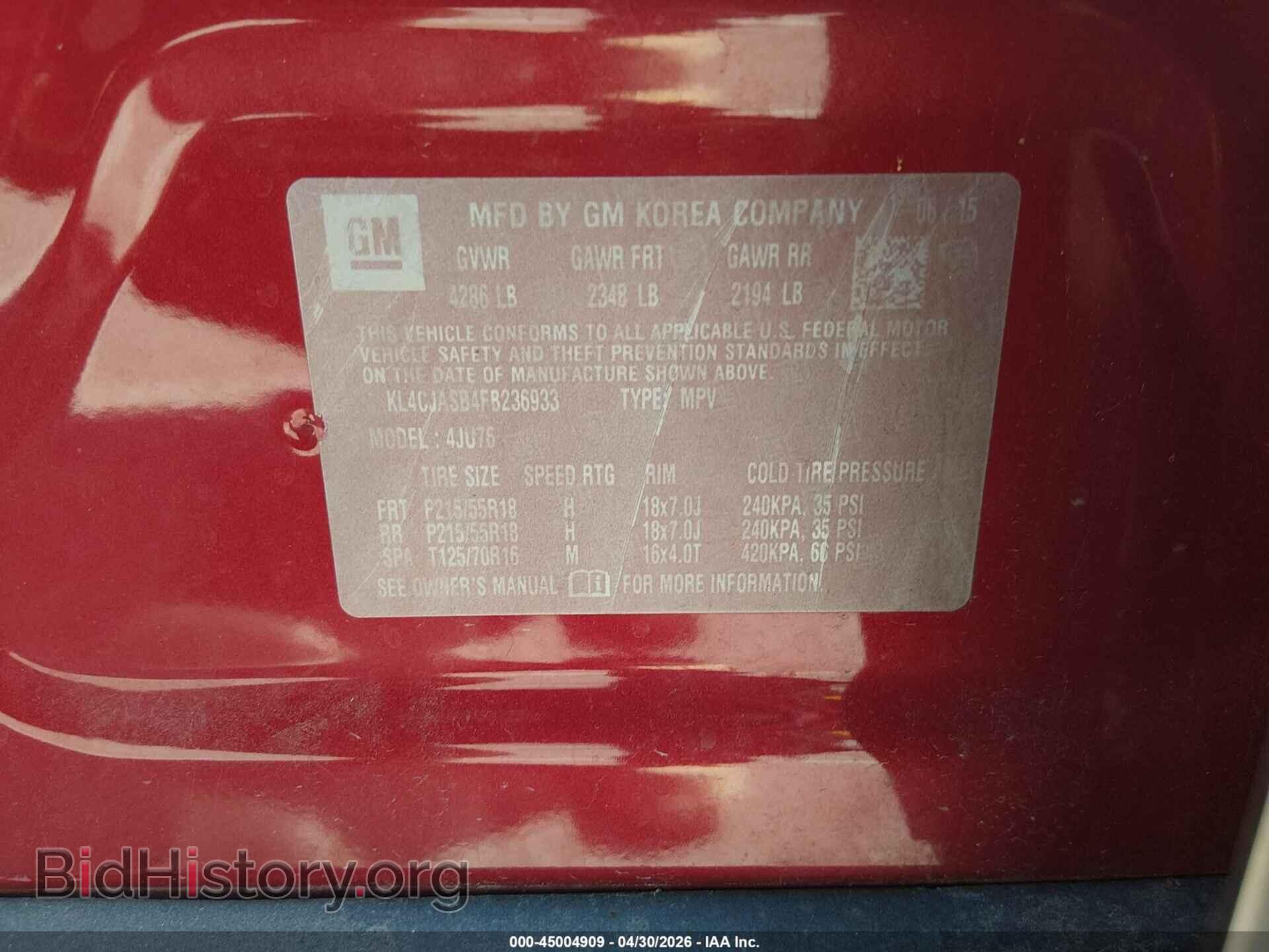 2015 BUICK ENCORE - VIN: KL4CJASB4FB236933 - Photo 9