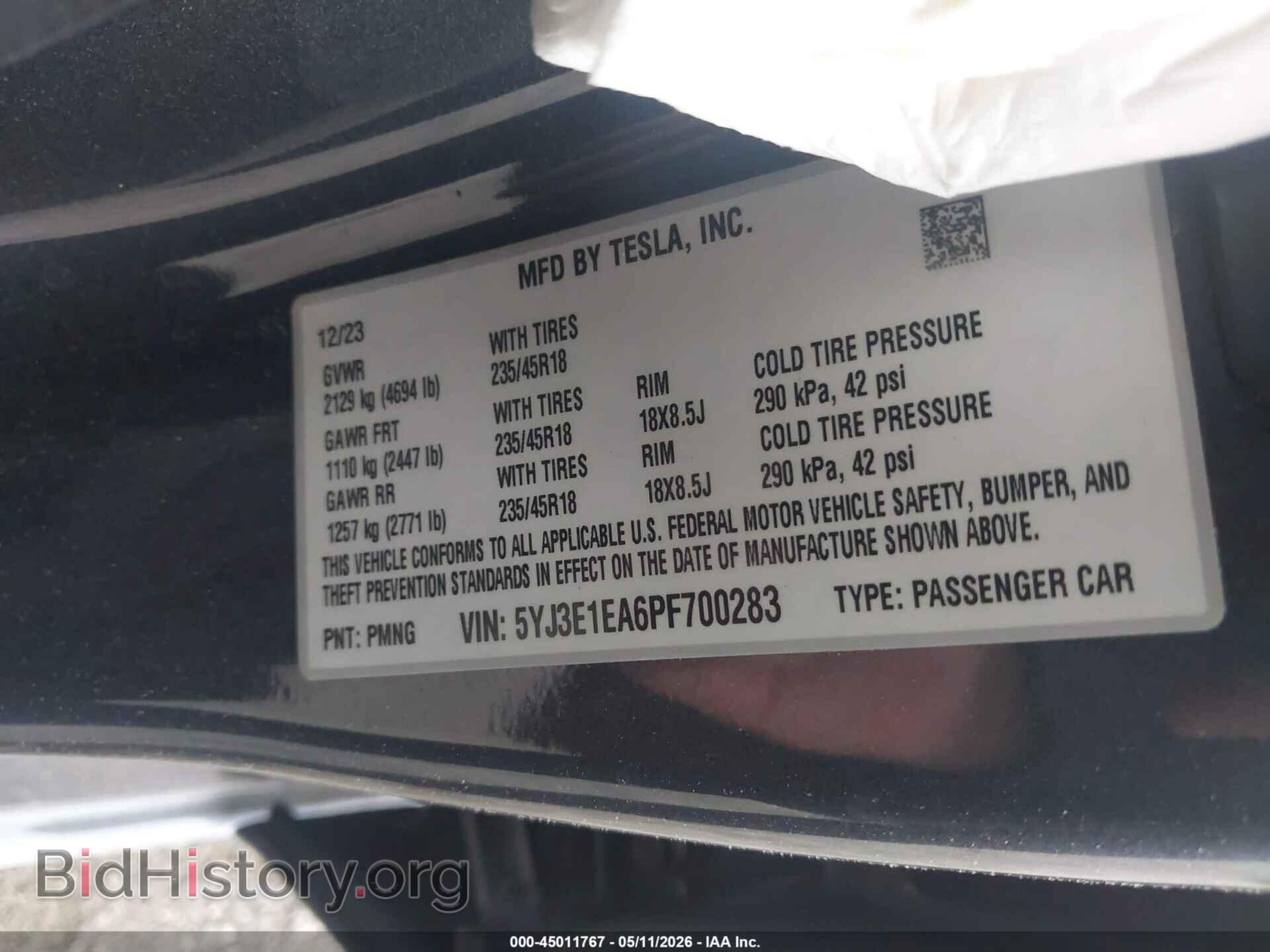 2023 TESLA MODEL 3 - VIN: 5YJ3E1EA6PF700283 - Фото 9