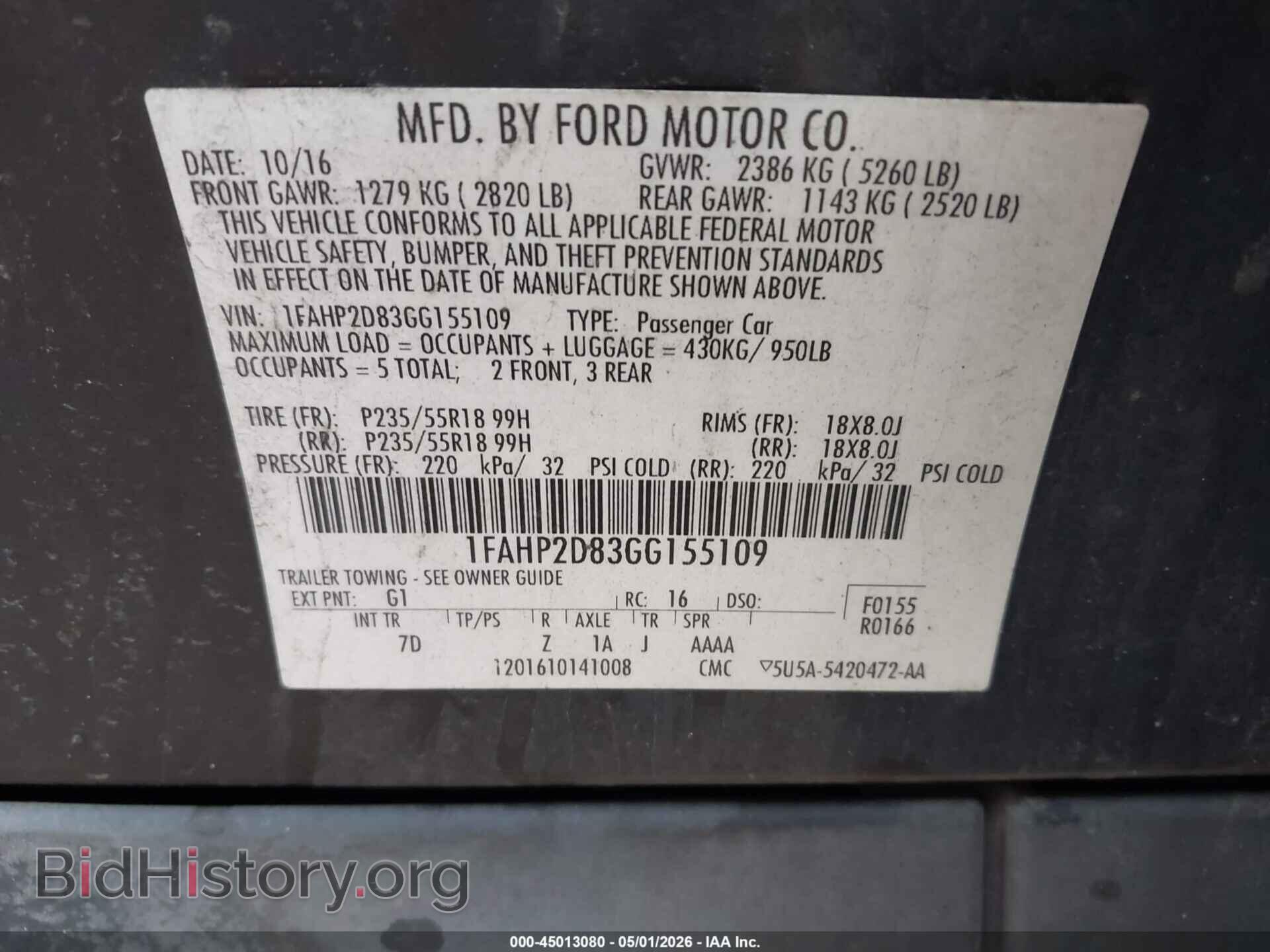 2016 FORD TAURUS - VIN: 1FAHP2D83GG155109 - Photo 9