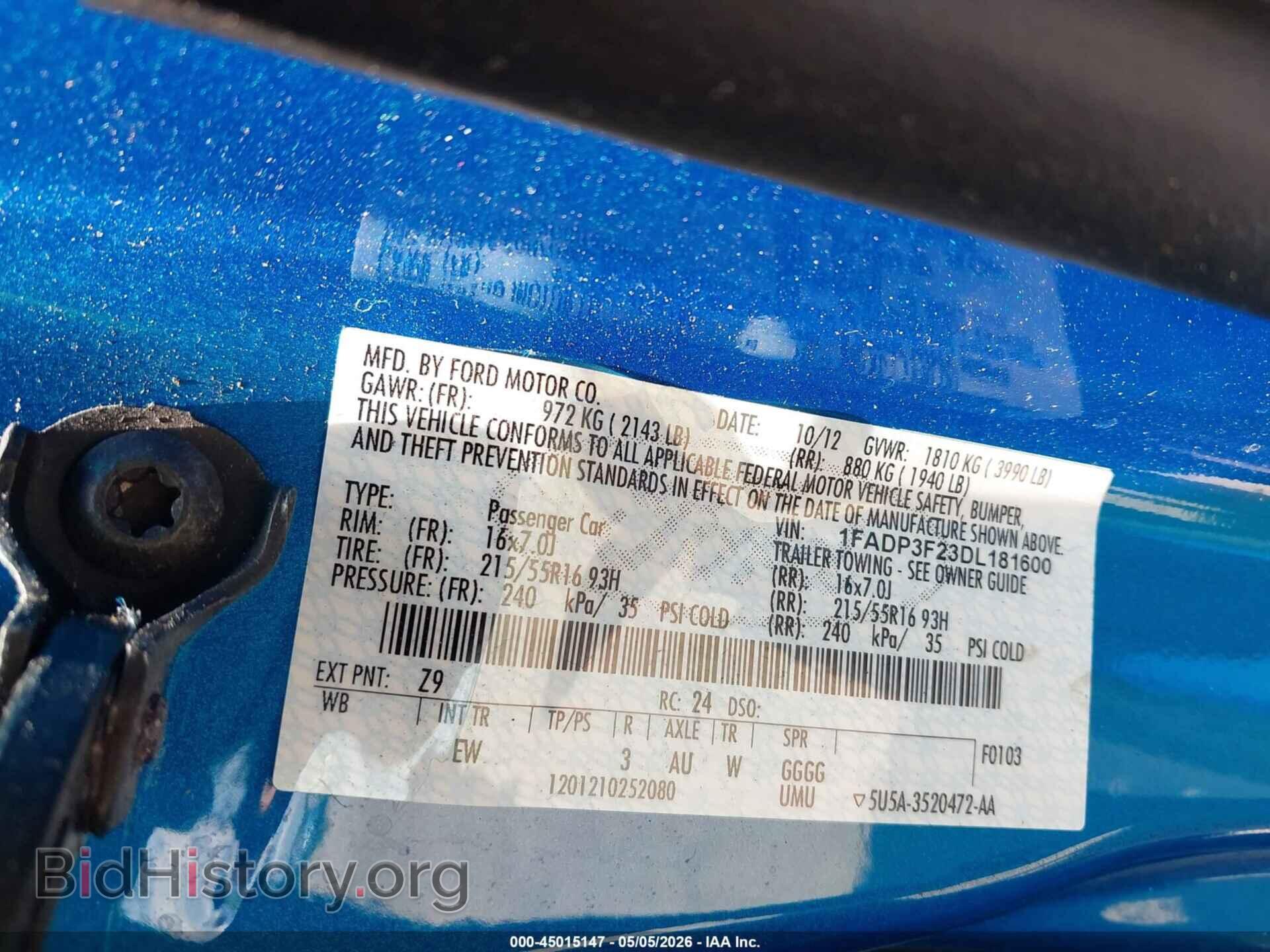 2013 FORD FOCUS - VIN: 1FADP3F23DL181600 - Фото 9