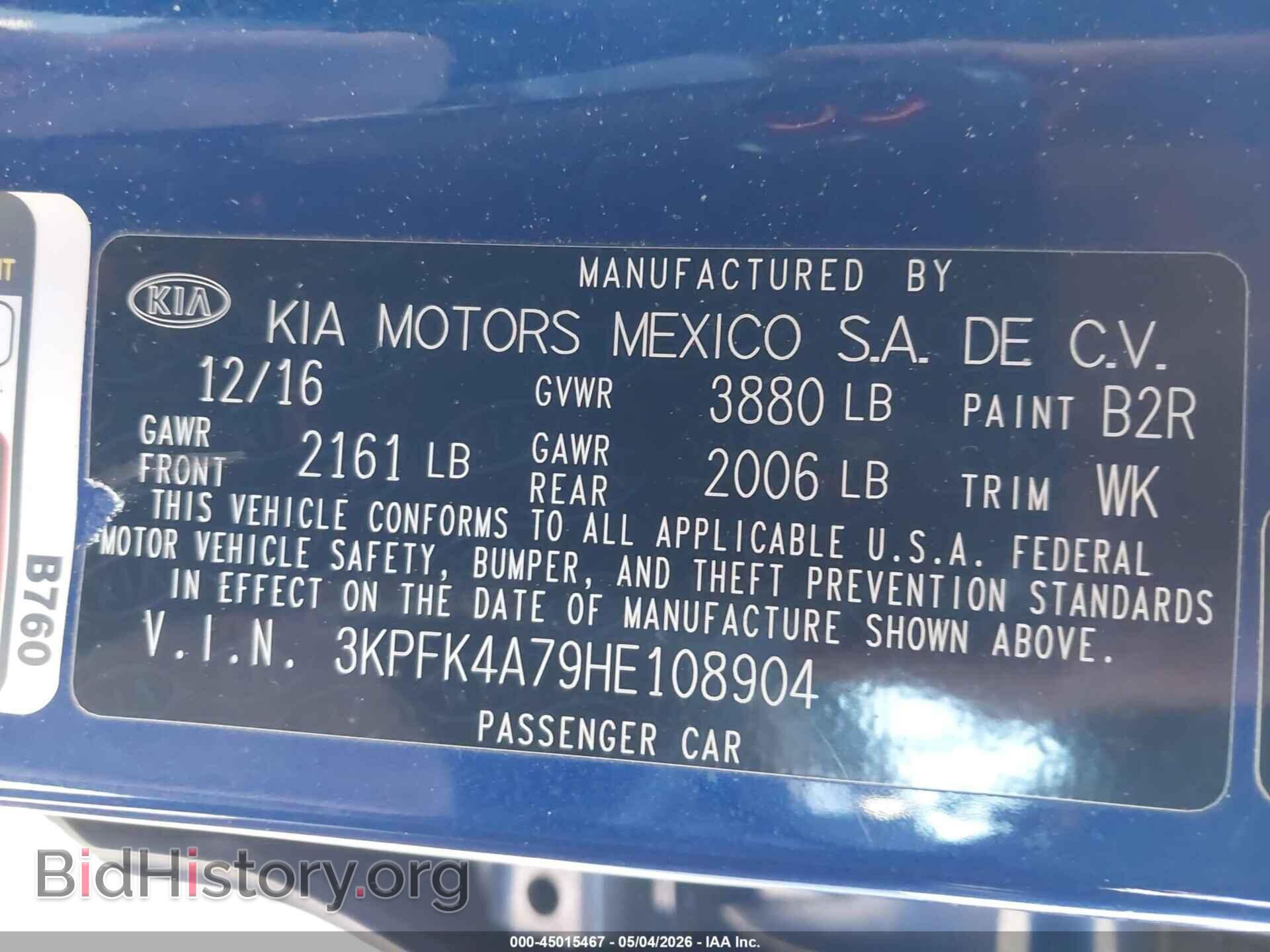 2017 KIA FORTE - VIN: 3KPFK4A79HE108904 - Фото 9