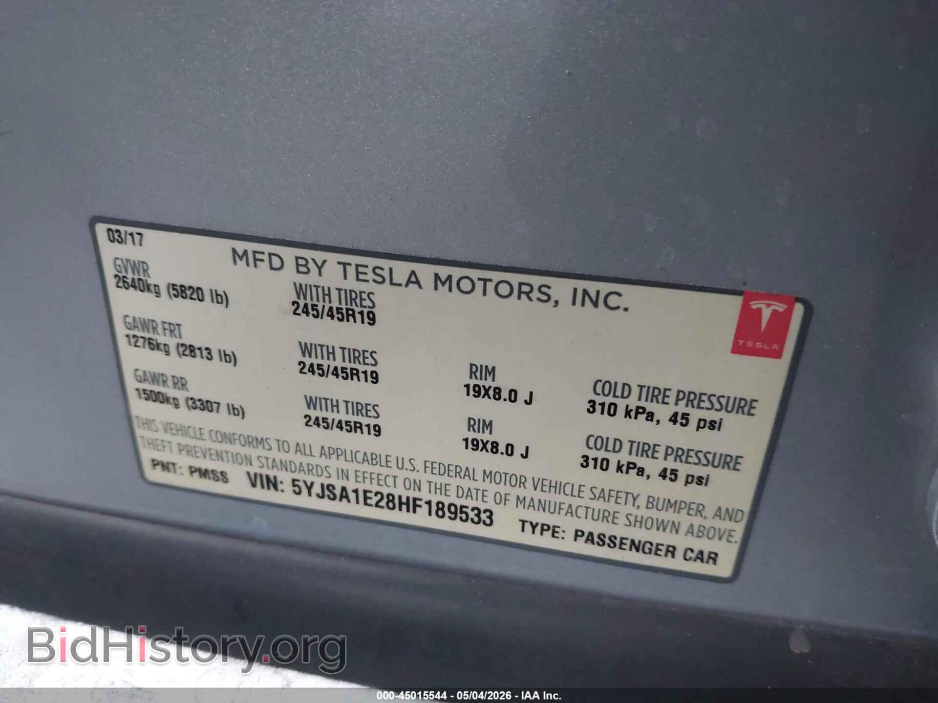 2017 TESLA MODEL S - VIN: 5YJSA1E28HF189533 - Photo 9