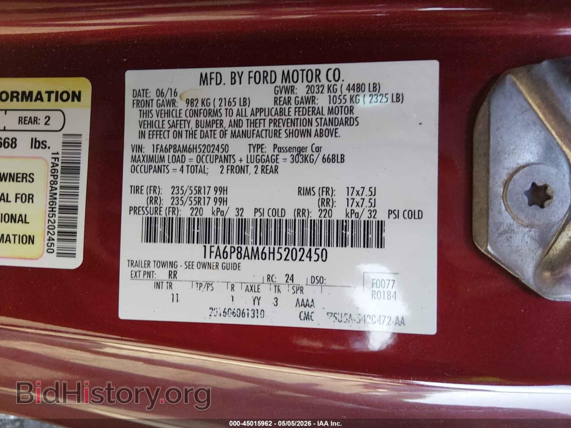 2017 FORD MUSTANG - VIN: 1FA6P8AM6H5202450 - Фото 9