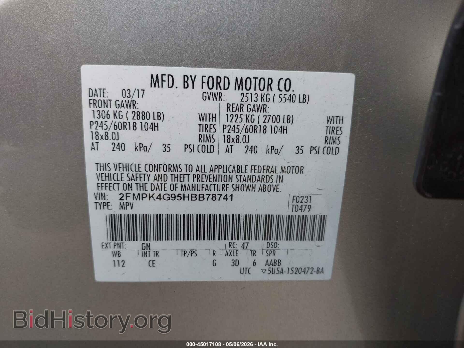2017 FORD EDGE - VIN: 2FMPK4G95HBB78741 - Photo 9
