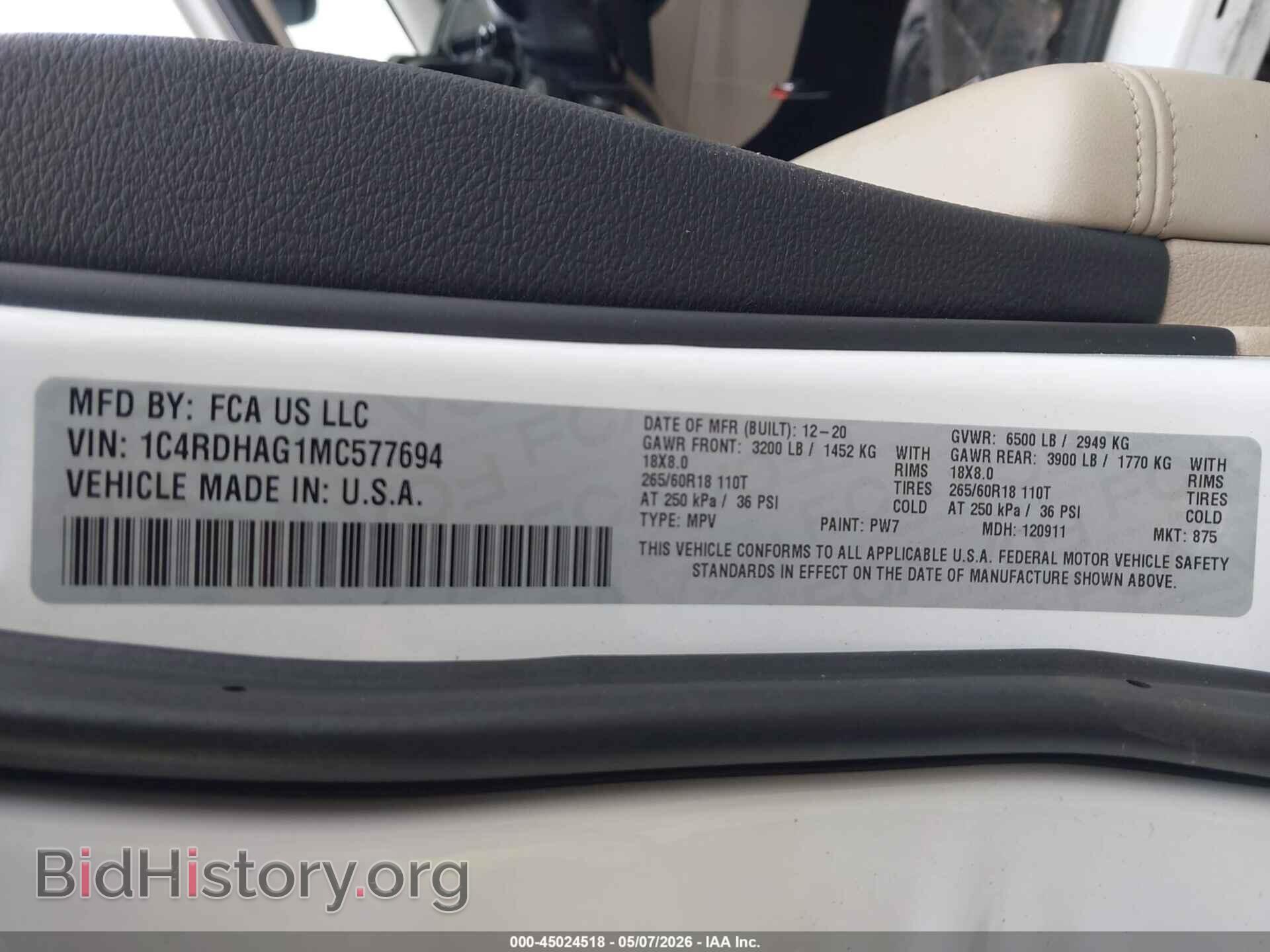 2021 DODGE DURANGO - VIN: 1C4RDHAG1MC577694 - Photo 9