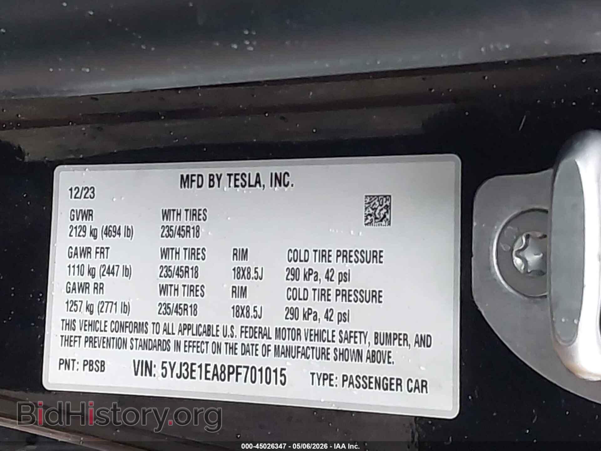 2023 TESLA MODEL 3 - VIN: 5YJ3E1EA8PF701015 - Фото 9