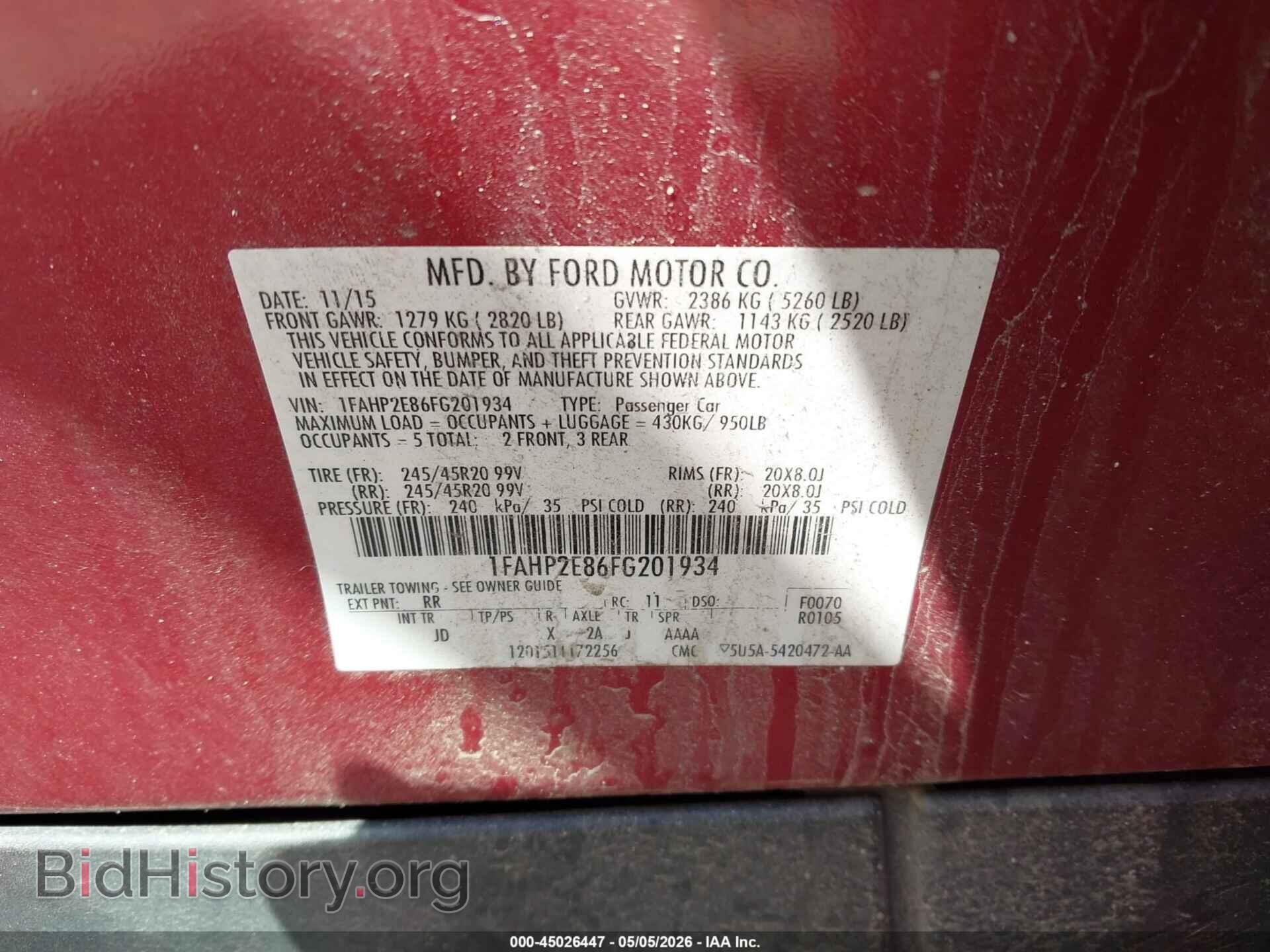 2015 FORD TAURUS - VIN: 1FAHP2E86FG201934 - Photo 9
