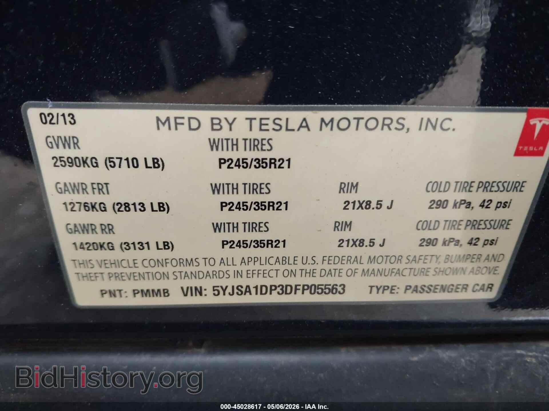 2013 TESLA MODEL S - VIN: 5YJSA1DP3DFP05563 - Photo 9