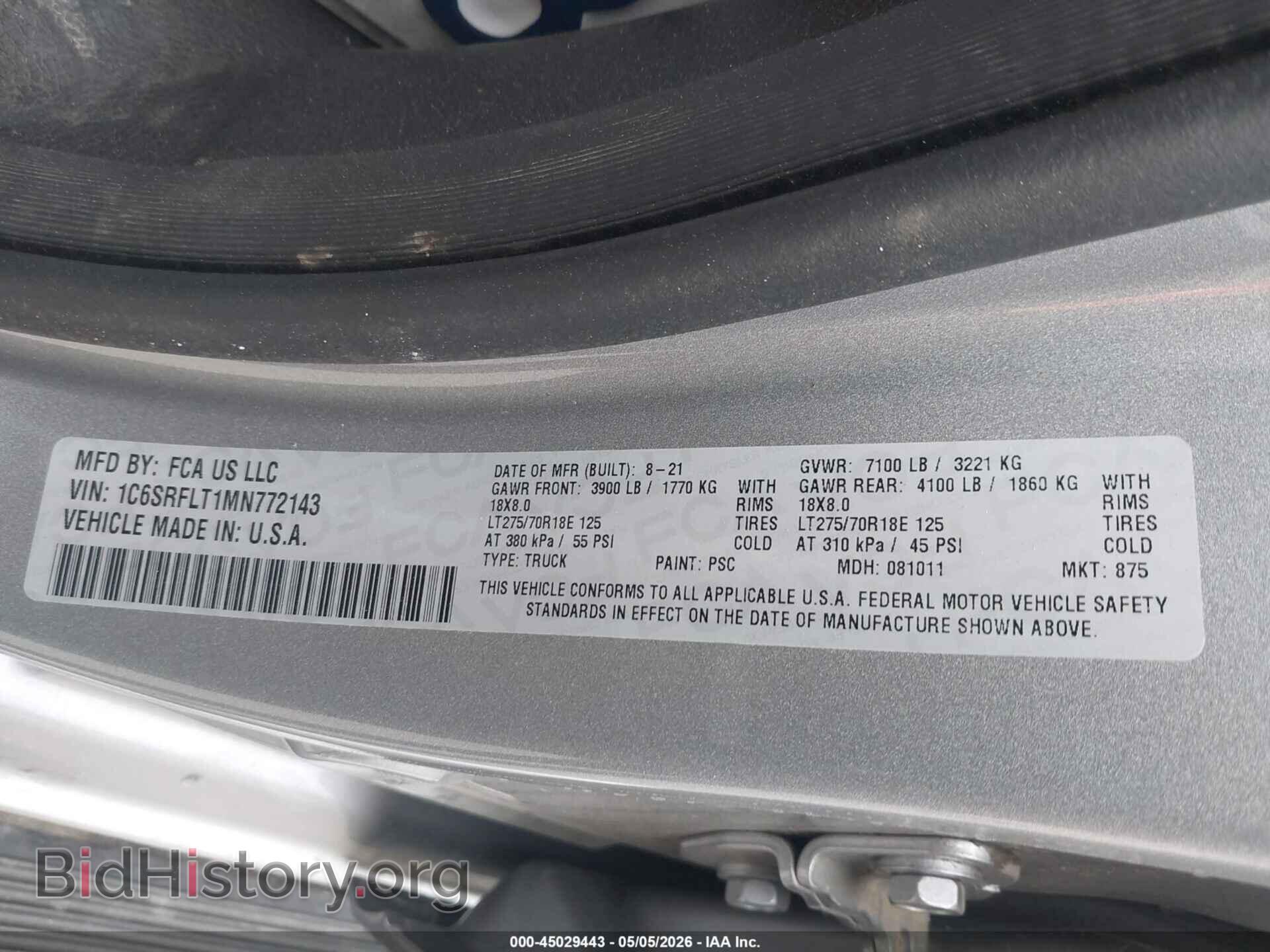 2021 RAM 1500 - VIN: 1C6SRFLT1MN772143 - Фото 9