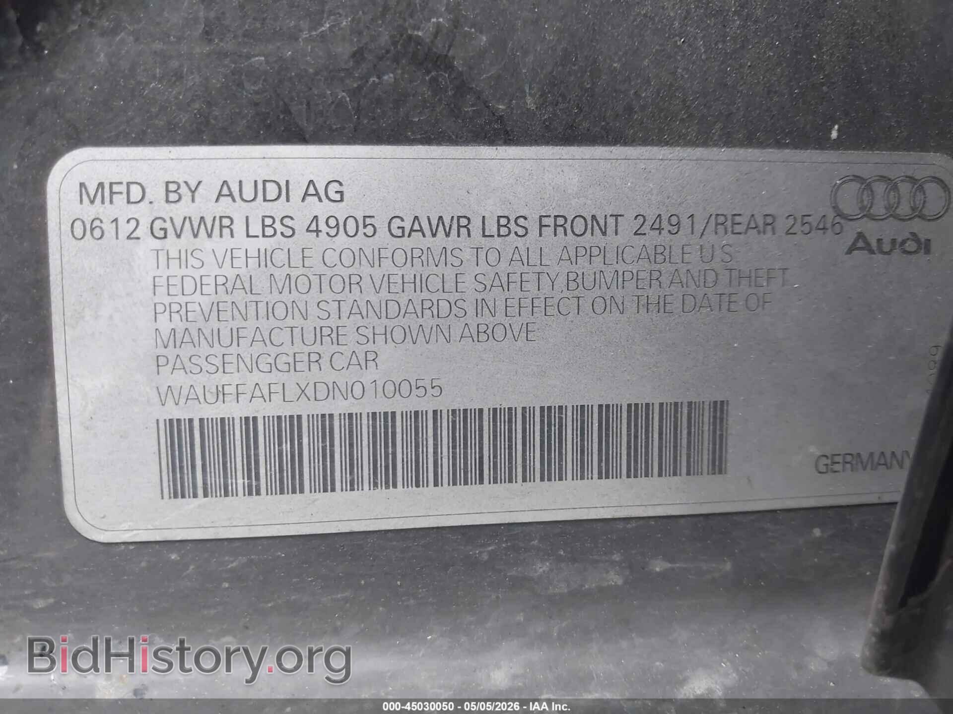 2013 AUDI A4 - VIN: WAUFFAFLXDN010055 - Фото 9