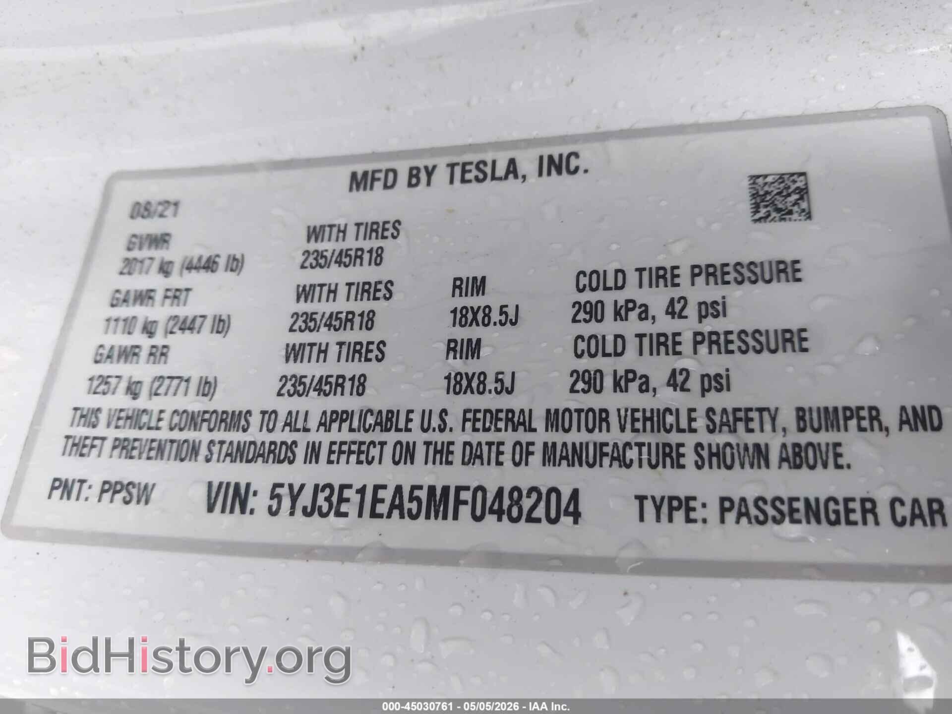 2021 TESLA MODEL 3 - VIN: 5YJ3E1EA5MF048204 - Photo 9
