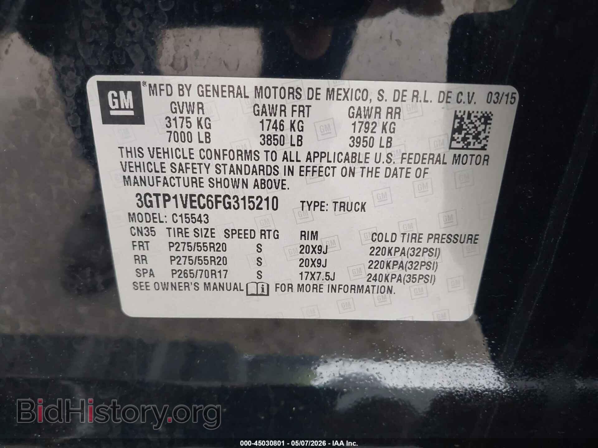 2015 GMC SIERRA 1500 - VIN: 3GTP1VEC6FG315210 - Photo 9