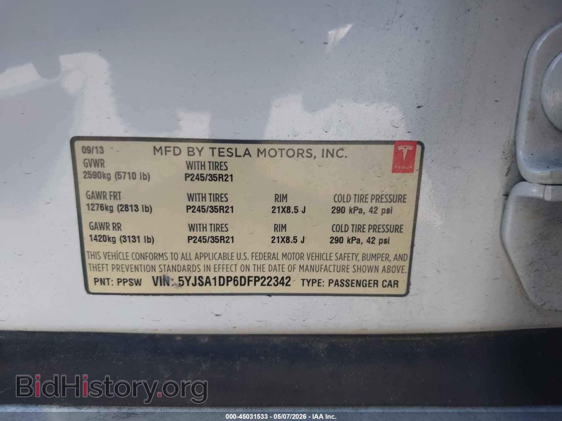 2013 TESLA MODEL S - VIN: 5YJSA1DP6DFP22342 - Photo 9