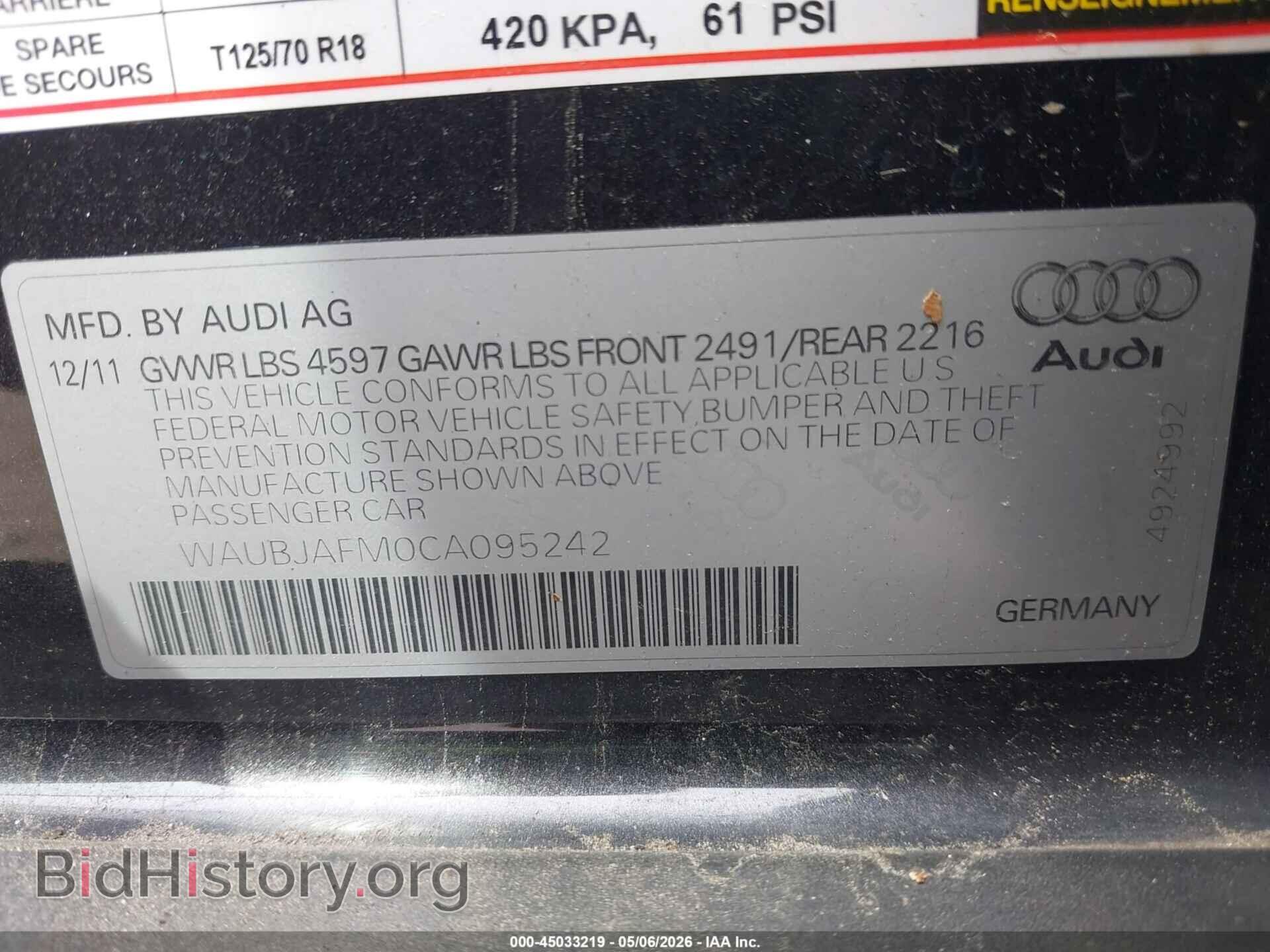 2012 AUDI A3 - VIN: WAUBJAFM0CA095242 - Фото 9
