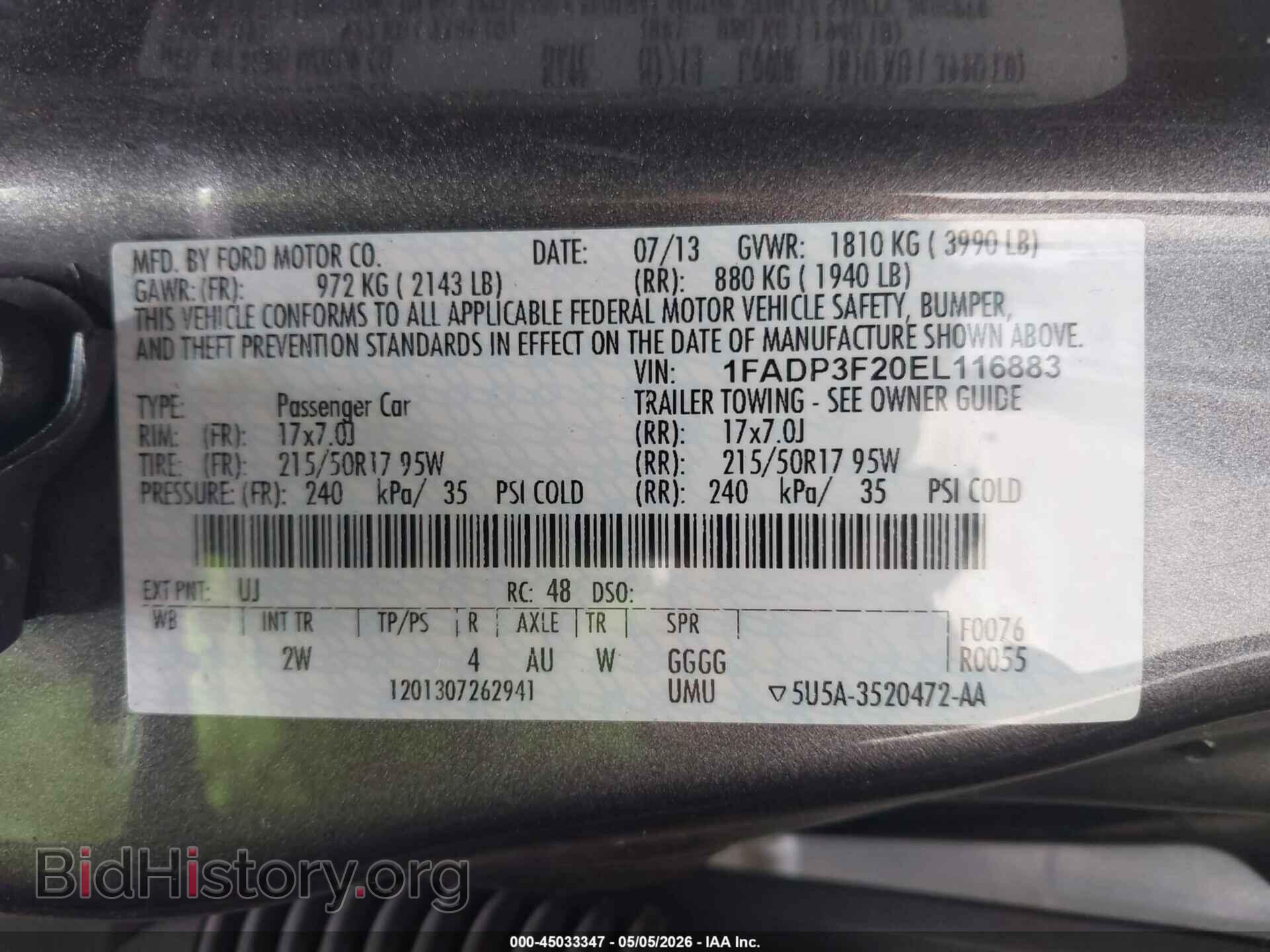 2014 FORD FOCUS - VIN: 1FADP3F20EL116883 - Photo 9