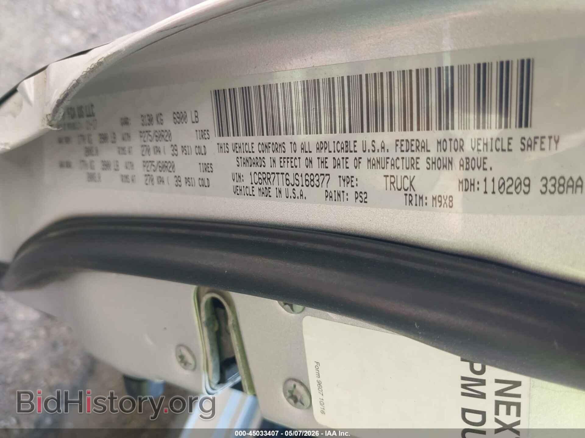 2018 RAM 1500 - VIN: 1C6RR7TT6JS168377 - Фото 9