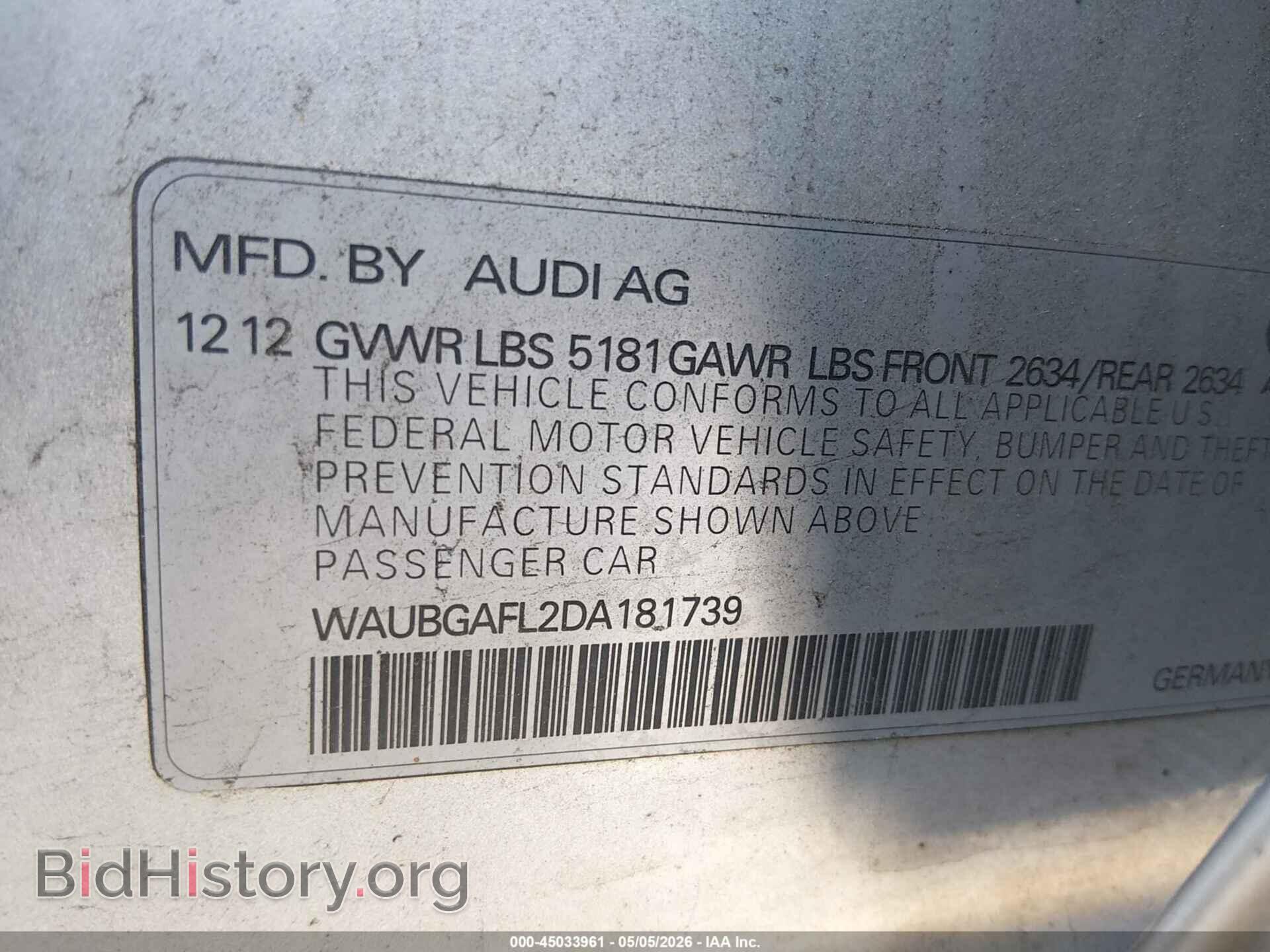 2013 AUDI S4 - VIN: WAUBGAFL2DA181739 - Фото 9