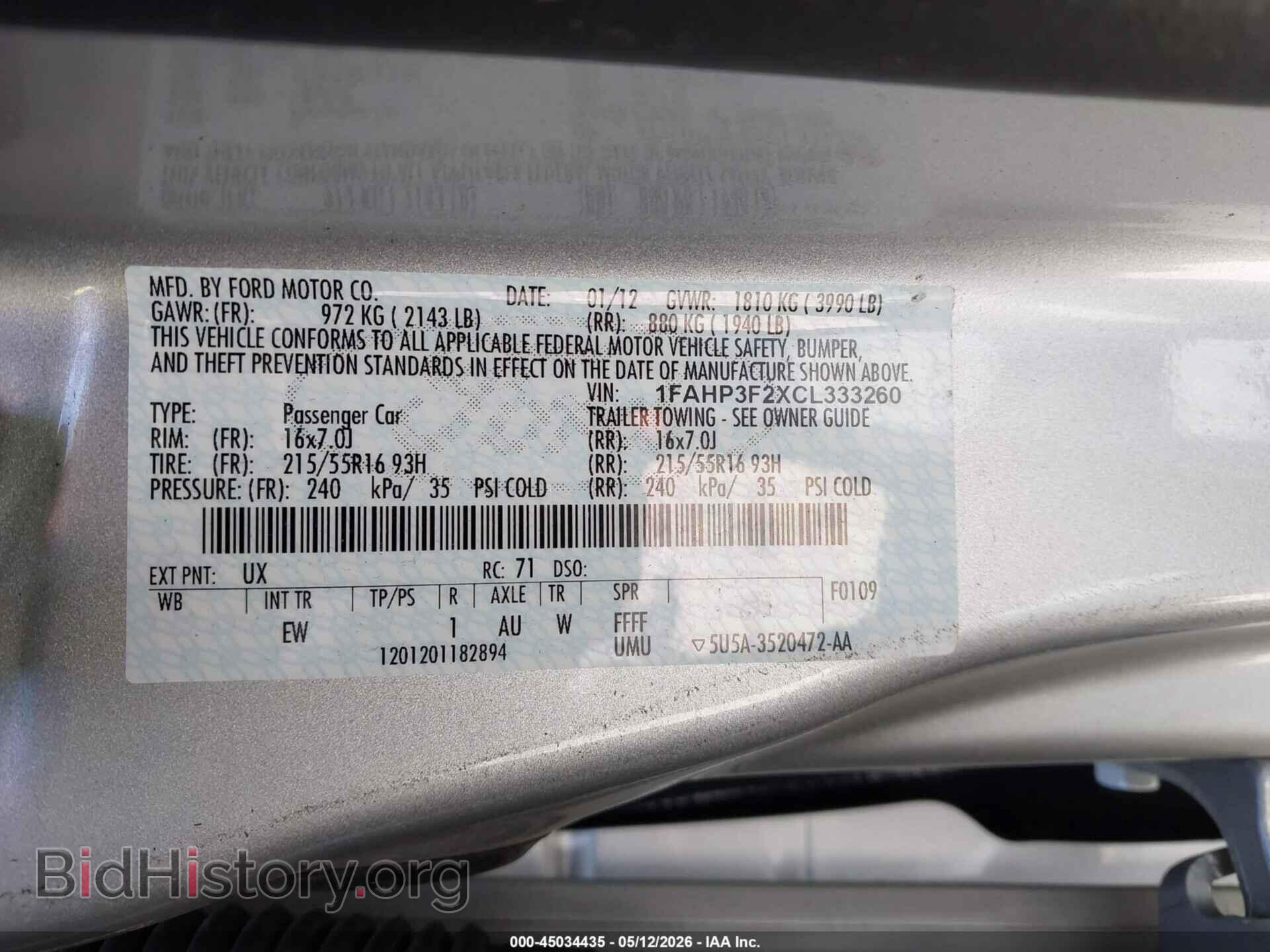 2012 FORD FOCUS - VIN: 1FAHP3F2XCL333260 - Фото 9