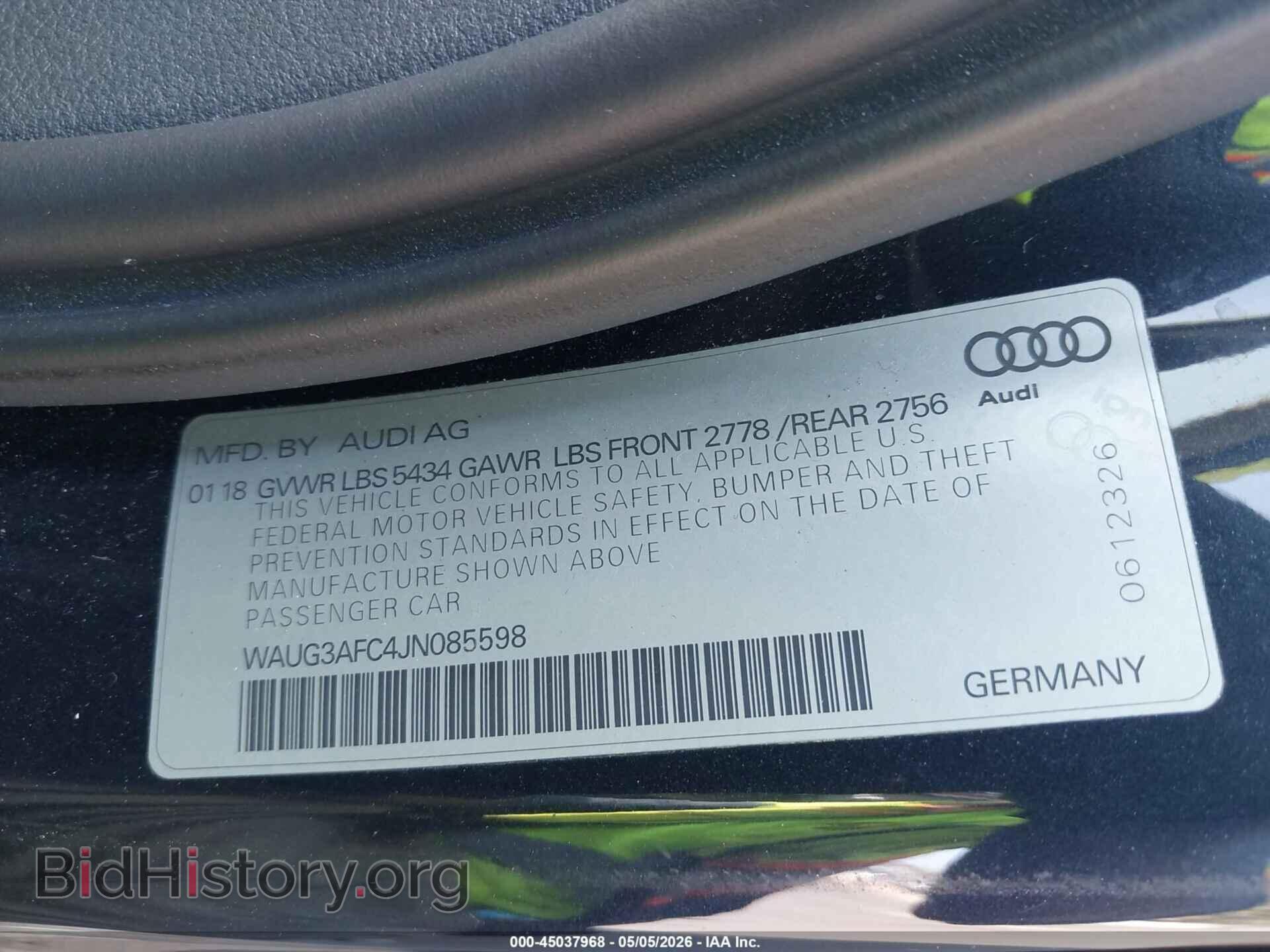 2018 AUDI A6 - VIN: WAUG3AFC4JN085598 - Photo 9
