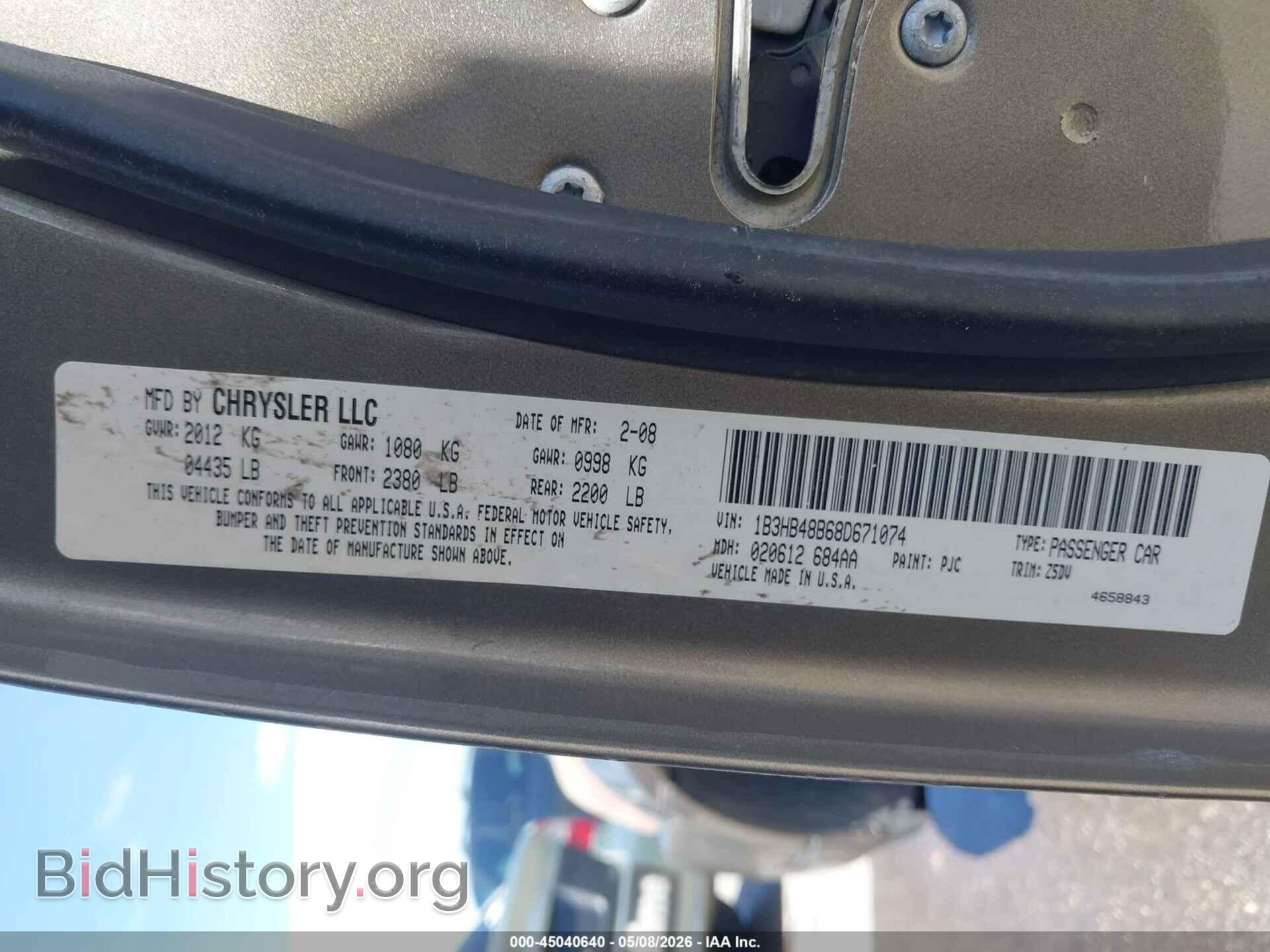 2008 DODGE CALIBER - VIN: 1B3HB48B68D671074 - Photo 9