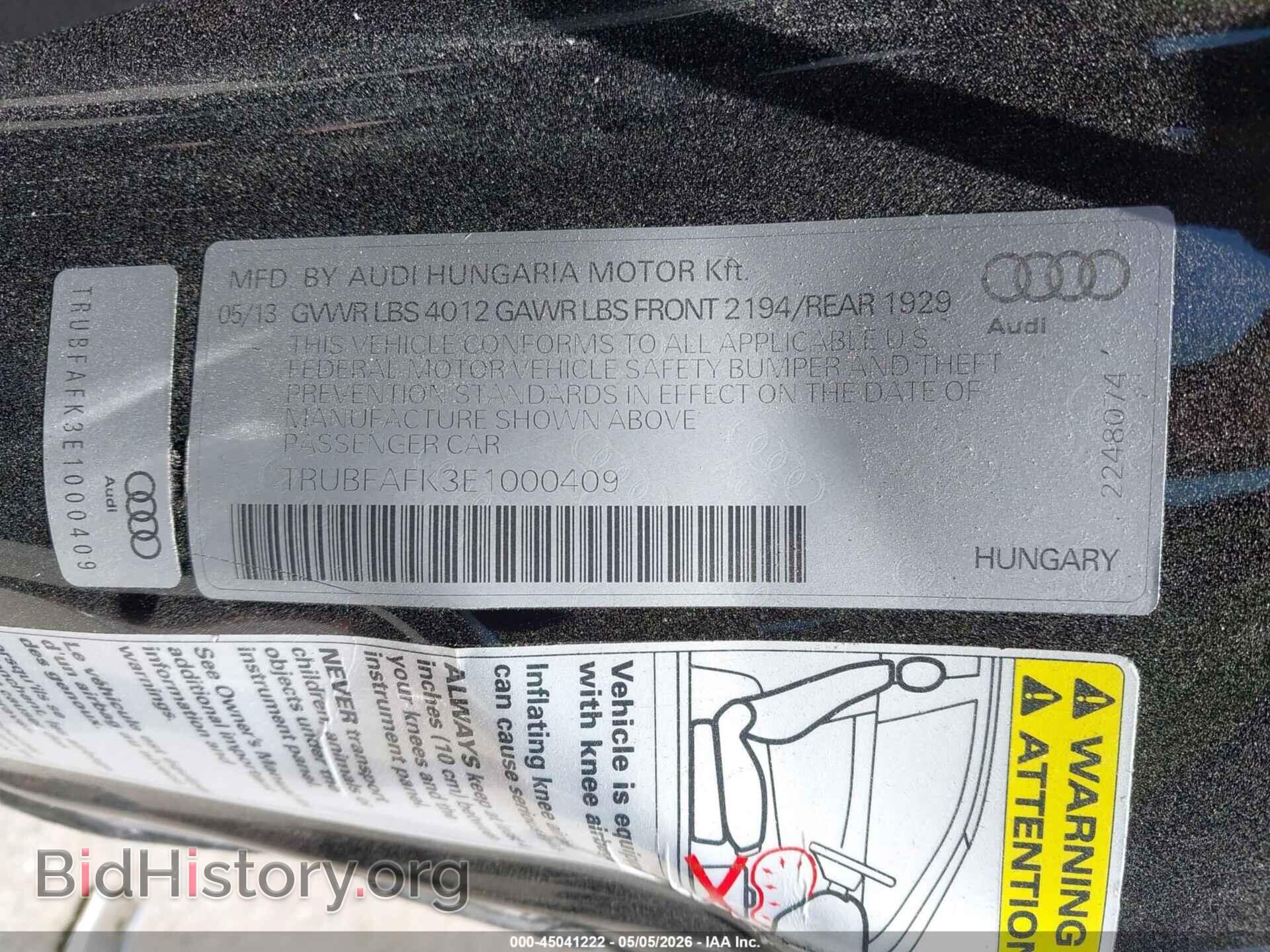 2014 AUDI TT - VIN: TRUBFAFK3E1000409 - Photo 9
