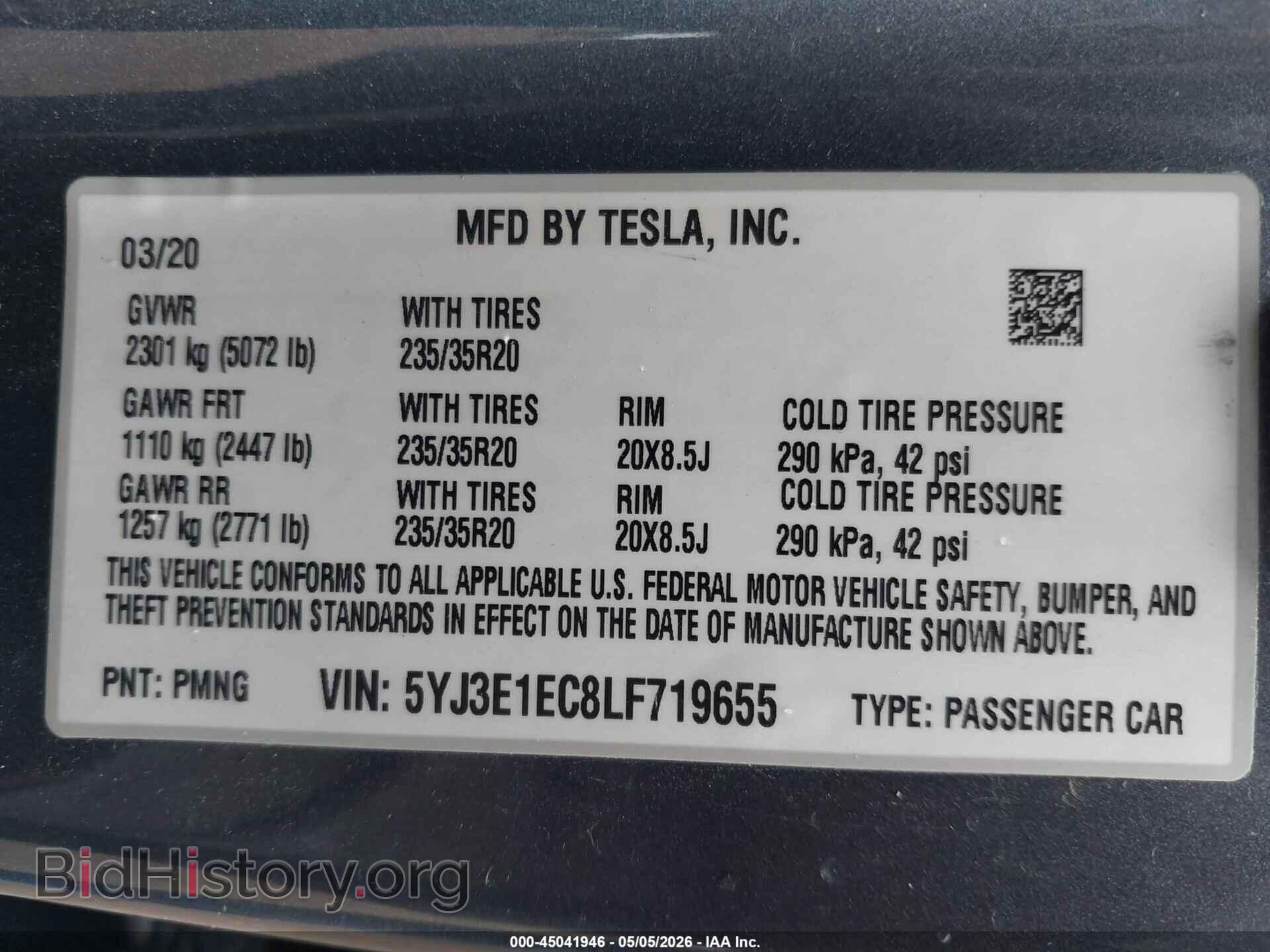 2020 TESLA MODEL 3 - VIN: 5YJ3E1EC8LF719655 - Фото 9