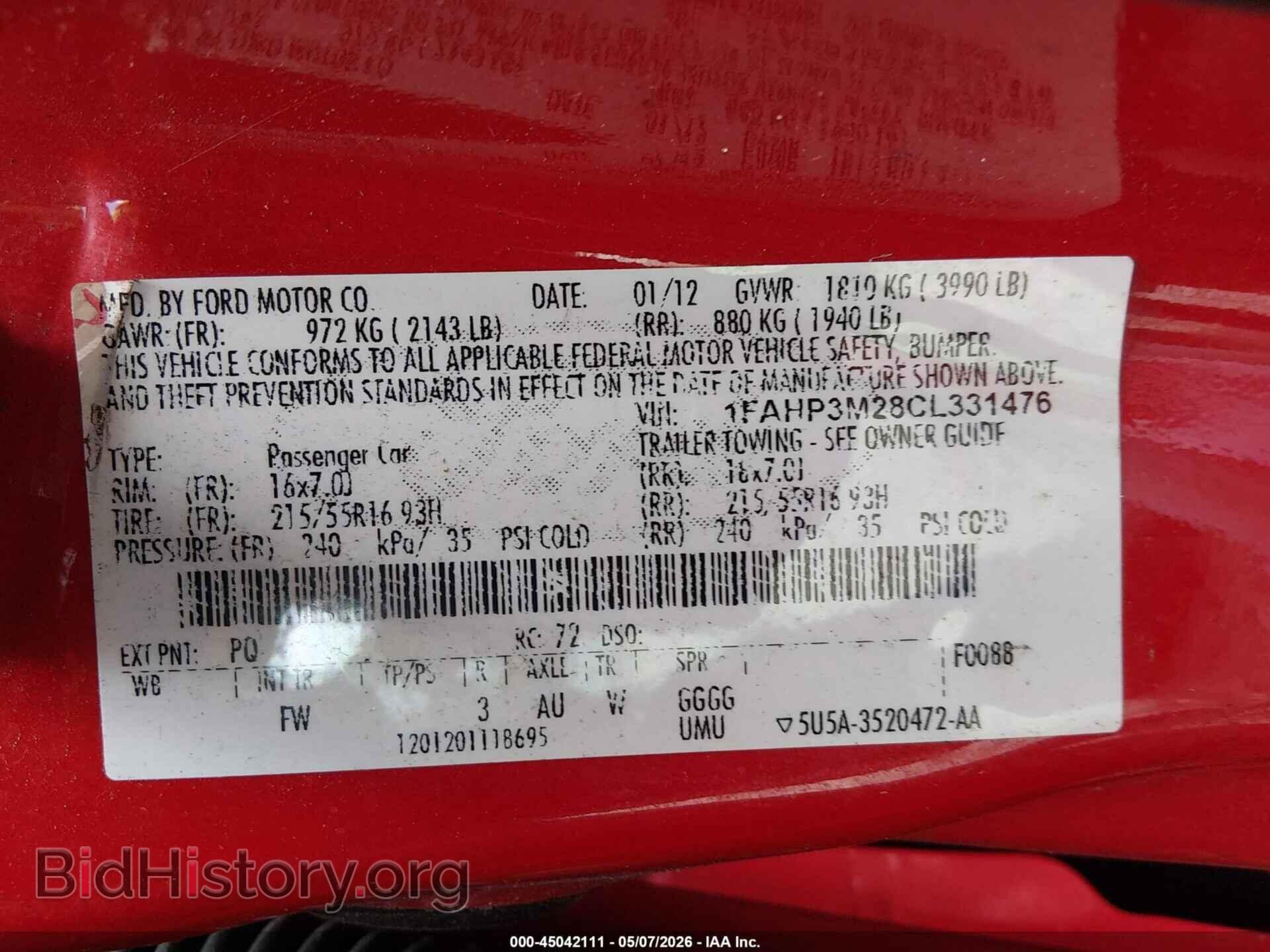 2012 FORD FOCUS - VIN: 1FAHP3M28CL331476 - Фото 9