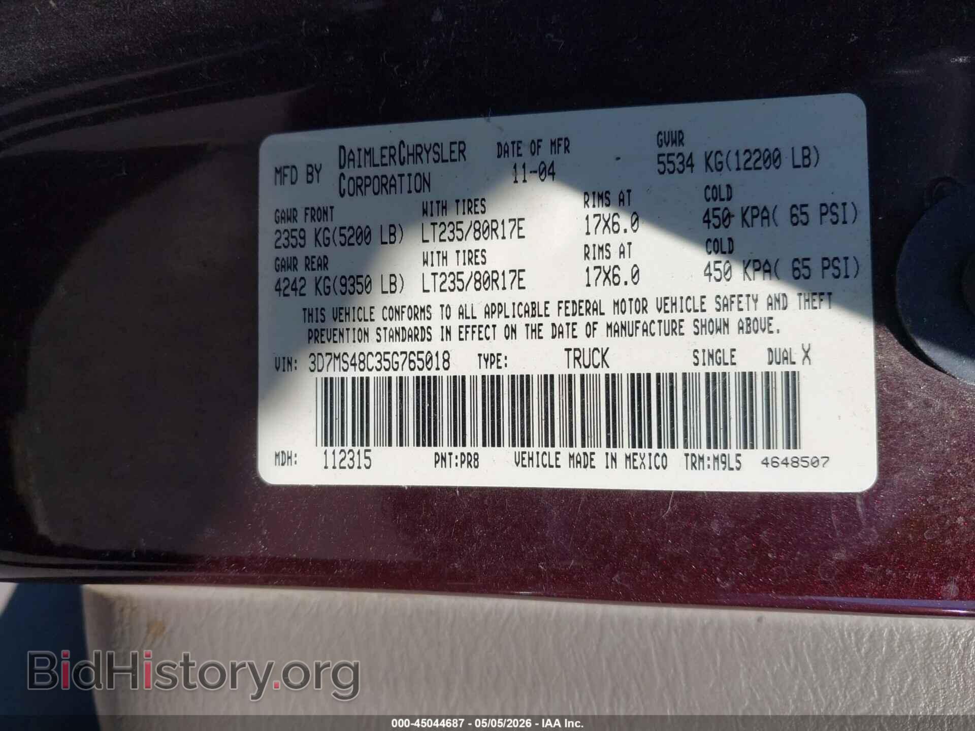 2005 DODGE RAM 3500 - VIN: 3D7MS48C35G765018 - Фото 8