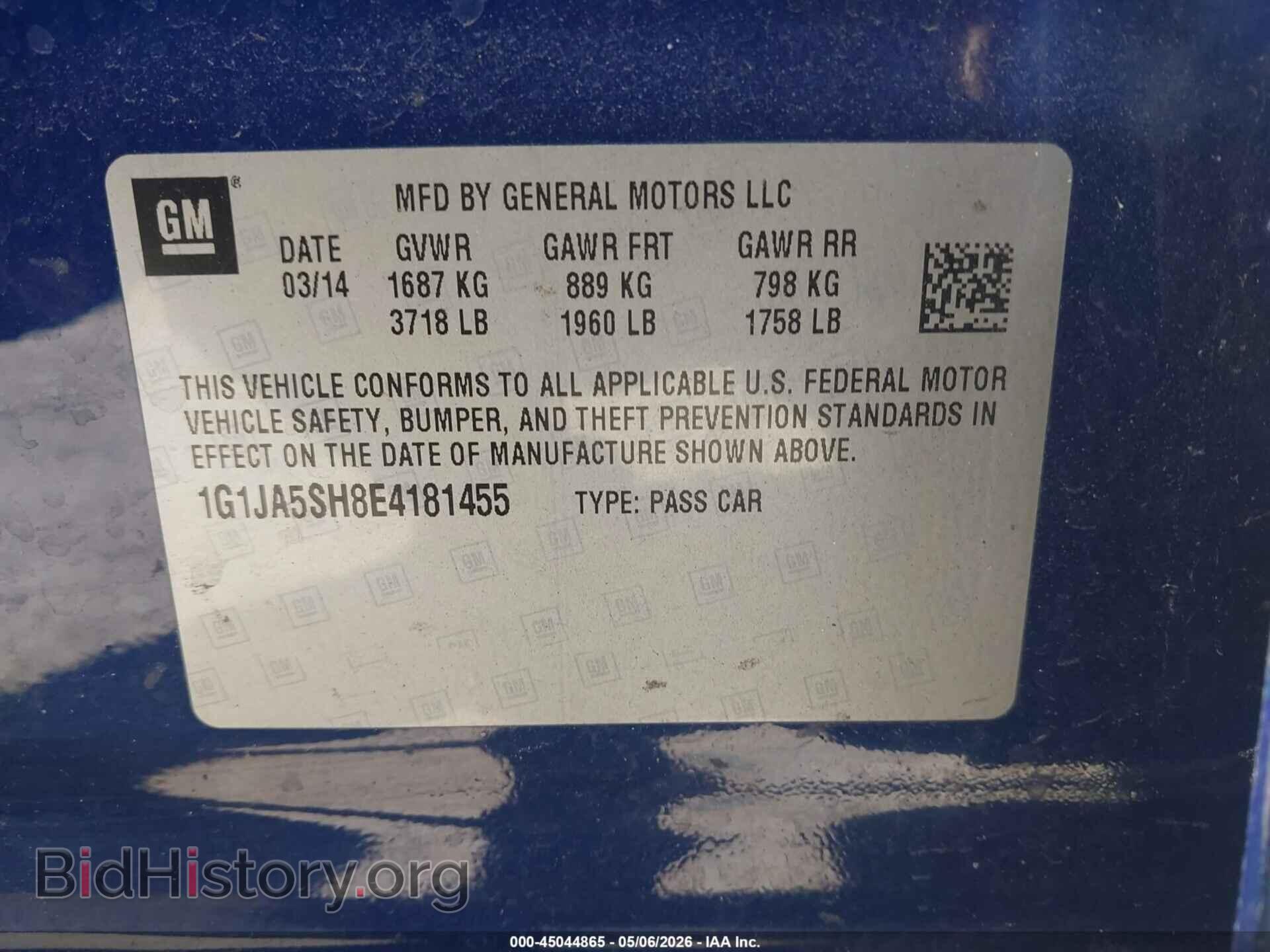 2014 CHEVROLET SONIC - VIN: 1G1JA5SH8E4181455 - Фото 9