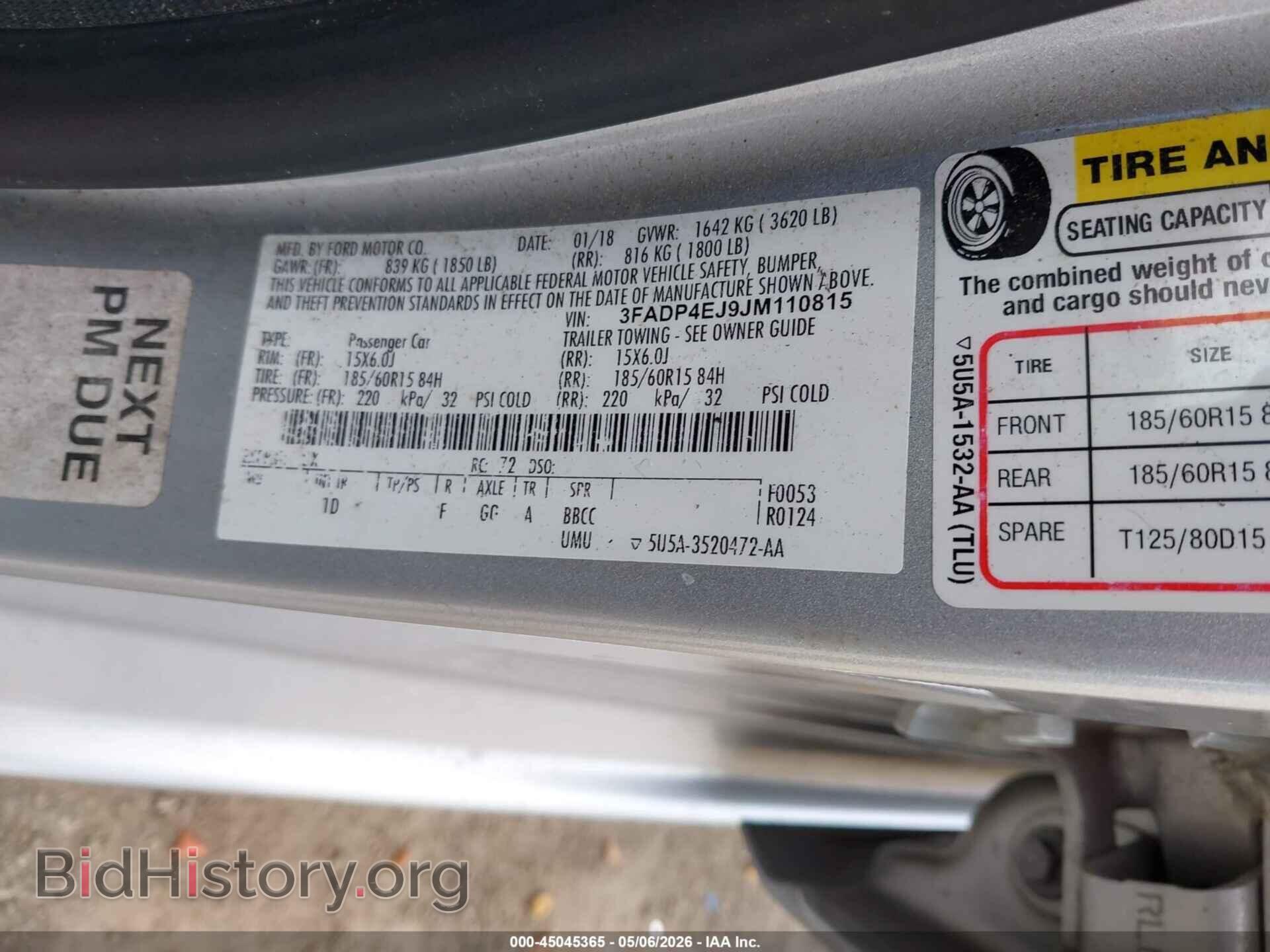 2018 FORD FIESTA - VIN: 3FADP4EJ9JM110815 - Фото 9