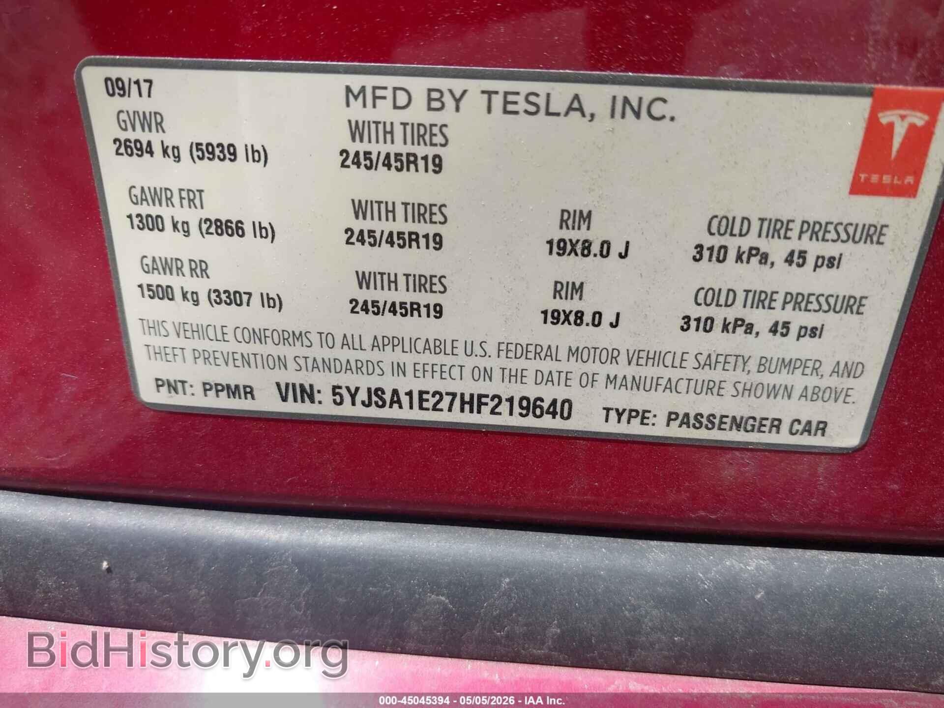 2017 TESLA MODEL S - VIN: 5YJSA1E27HF219640 - Photo 9