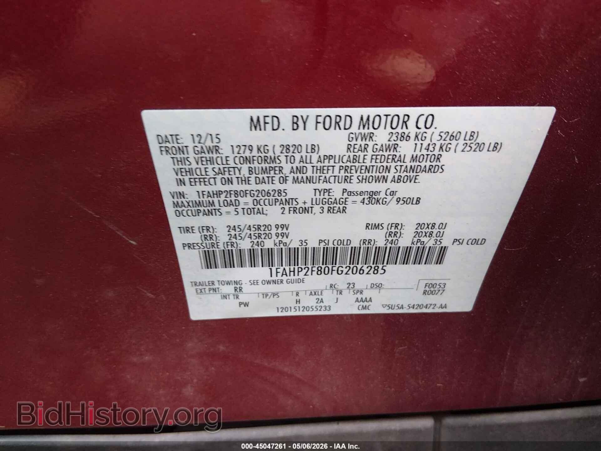 2015 FORD TAURUS - VIN: 1FAHP2F80FG206285 - Photo 9