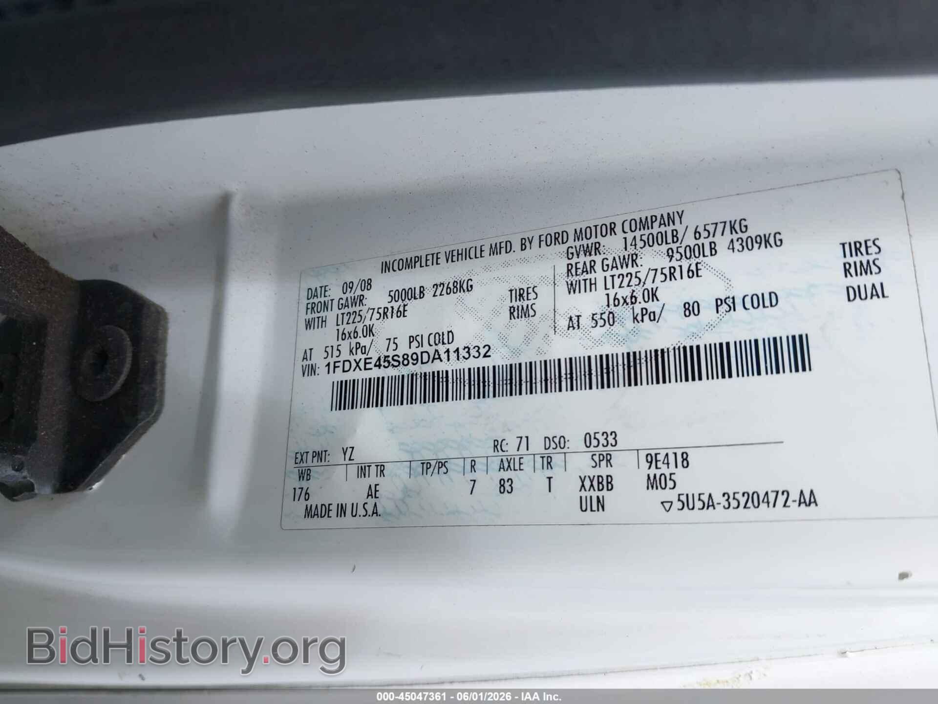 2009 FORD E-450 CUTAWAY - VIN: 1FDXE45S89DA11332 - Фото 9