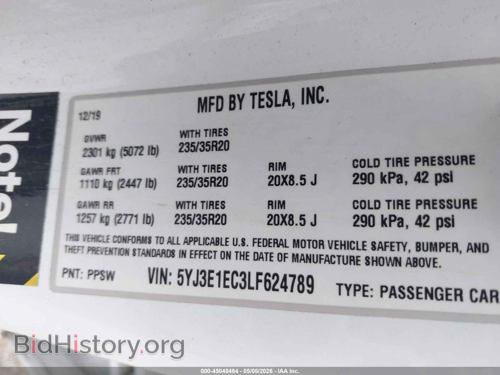 2020 TESLA MODEL 3 - VIN: 5YJ3E1EC3LF624789 - Фото 9