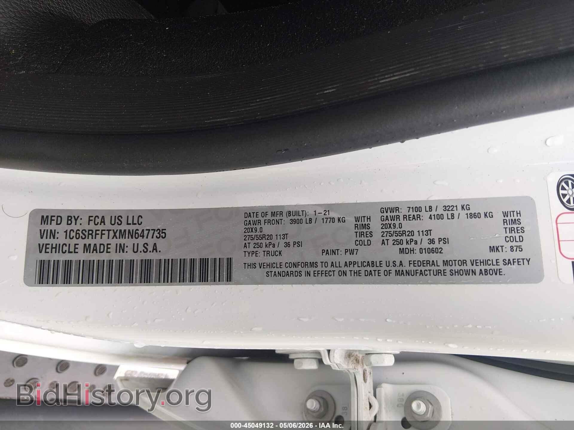 2021 RAM 1500 - VIN: 1C6SRFFTXMN647735 - Photo 9