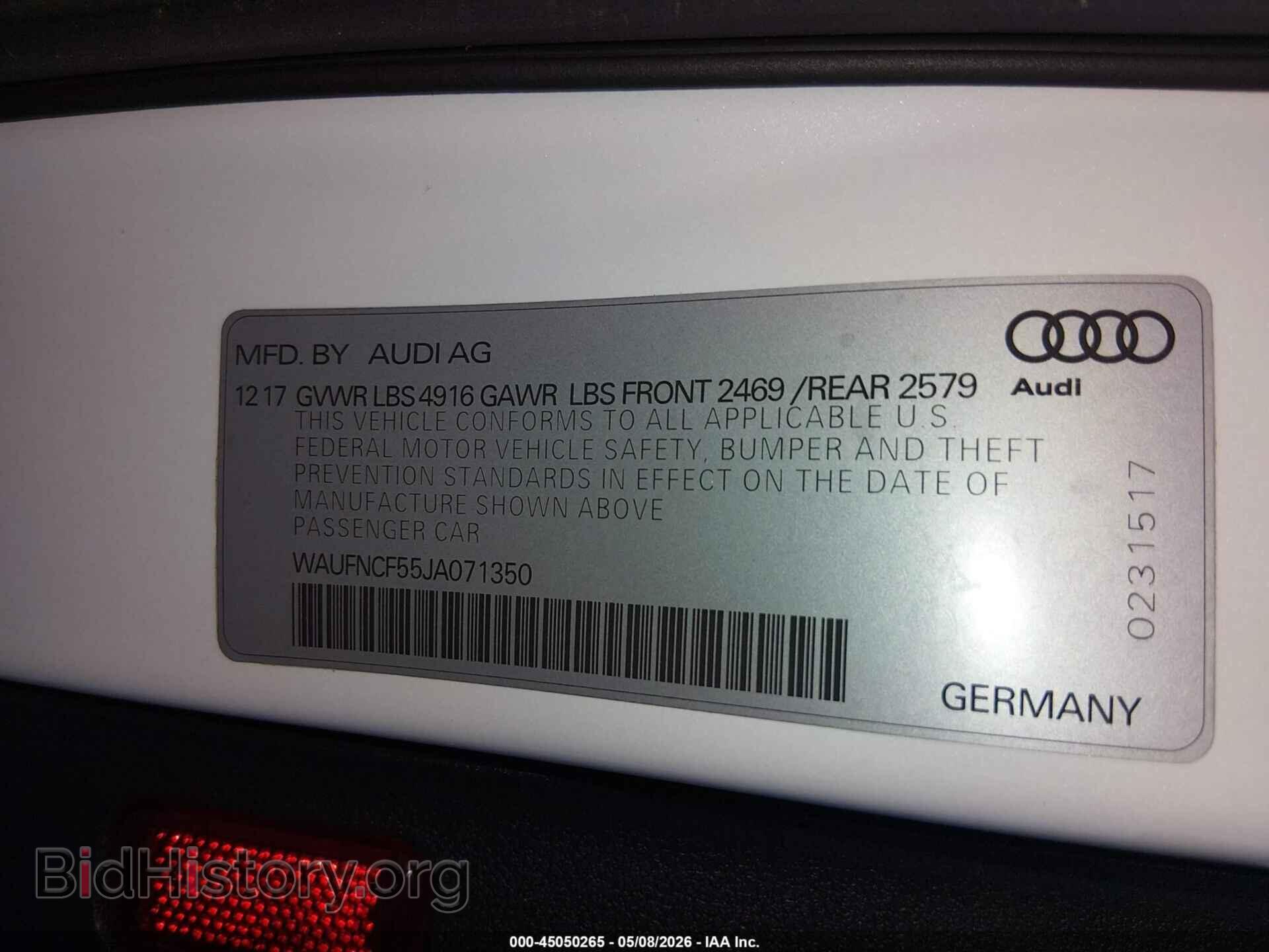2018 AUDI A5 - VIN: WAUFNCF55JA071350 - Фото 9