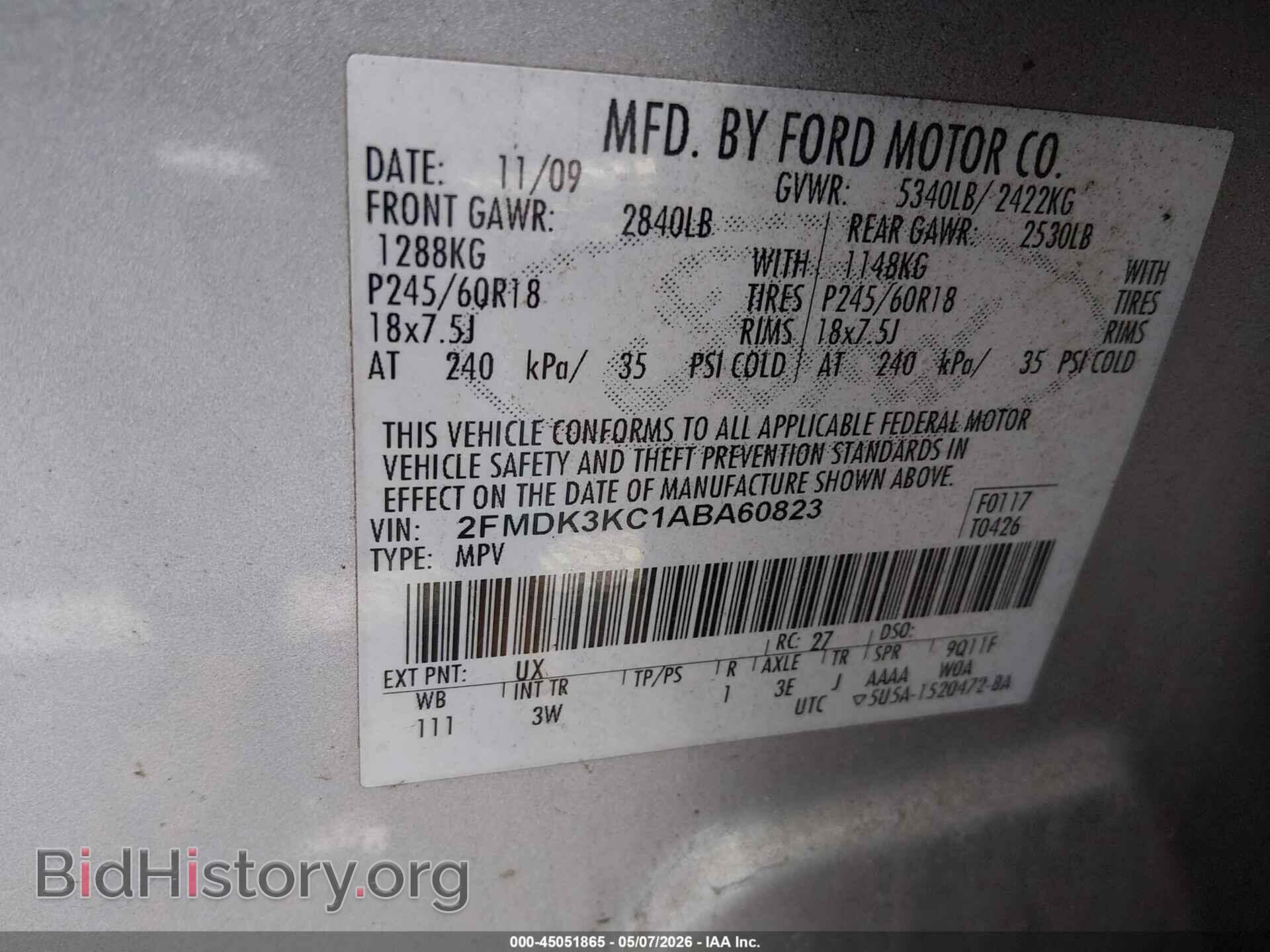 2010 FORD EDGE - VIN: 2FMDK3KC1ABA60823 - Photo 9