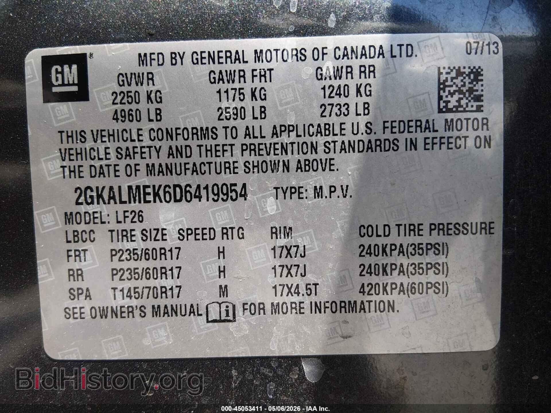 2013 GMC TERRAIN - VIN: 2GKALMEK6D6419954 - Photo 9