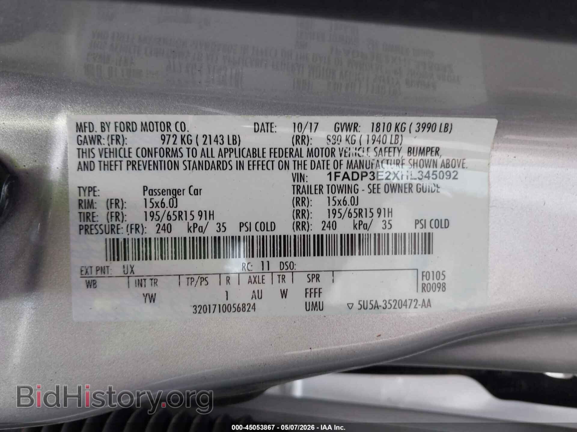2017 FORD FOCUS - VIN: 1FADP3E2XHL345092 - Фото 9