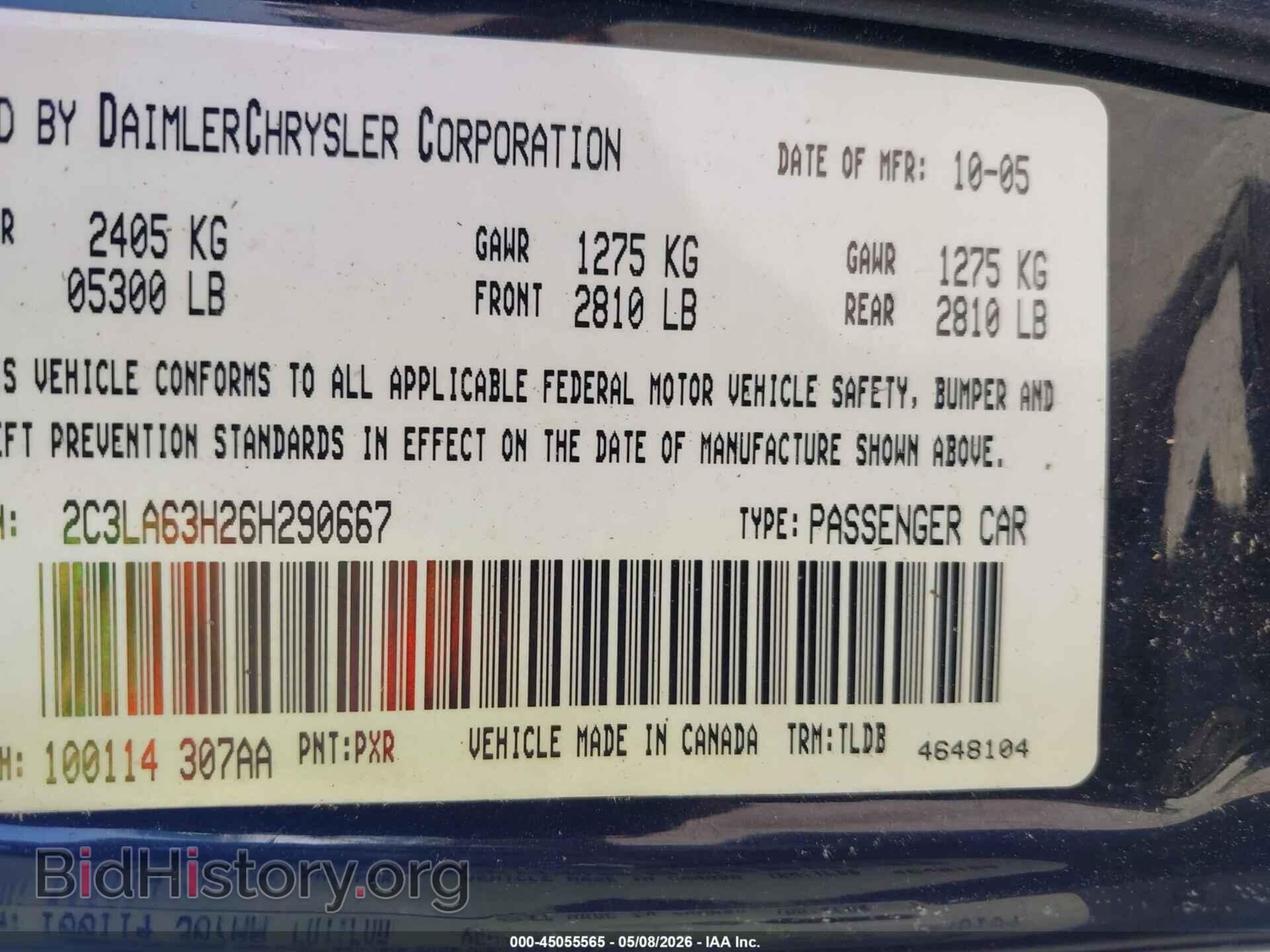 2006 CHRYSLER 300C - VIN: 2C3LA63H26H290667 - Фото 9