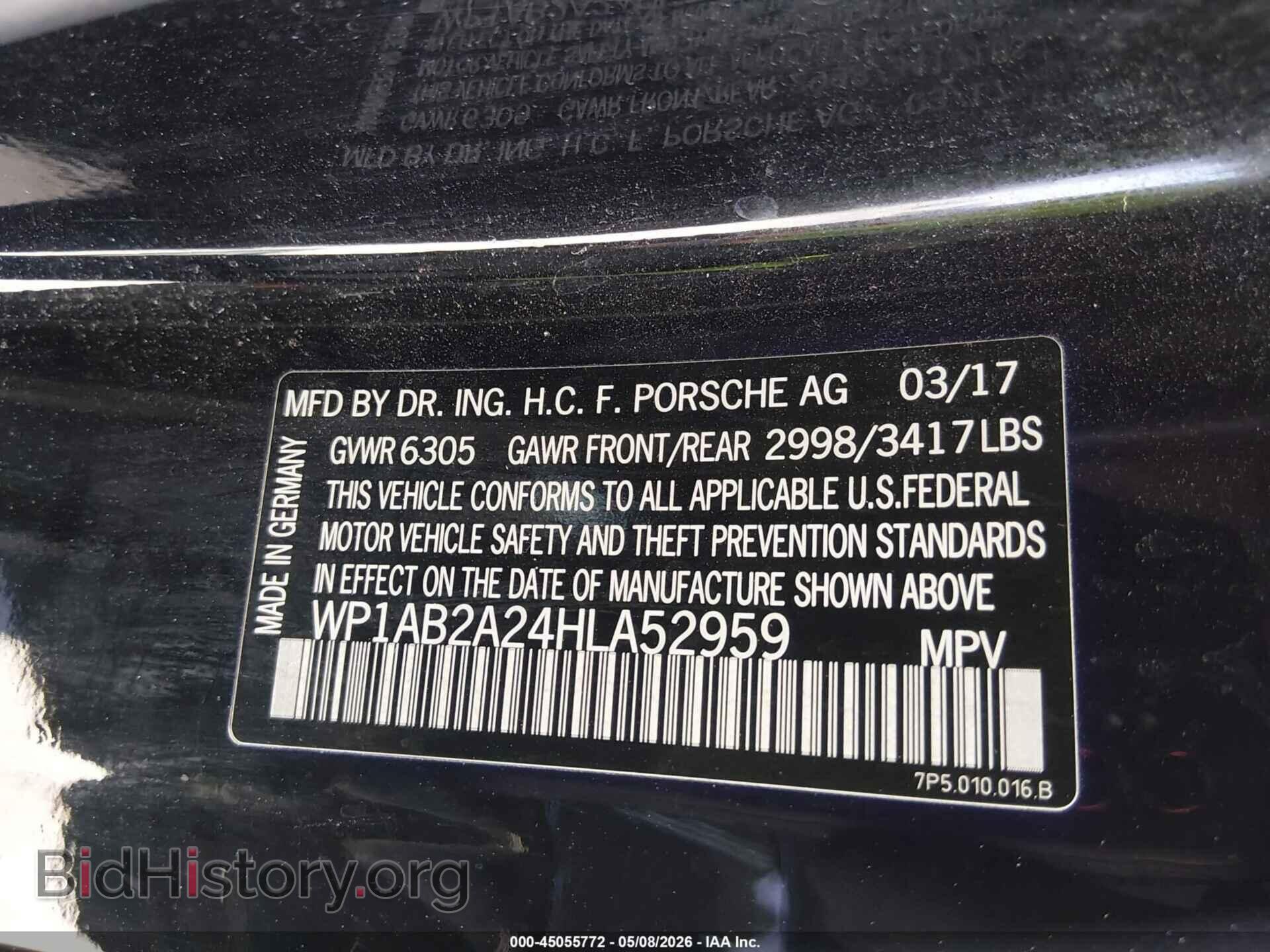 2017 PORSCHE CAYENNE - VIN: WP1AB2A24HLA52959 - Фото 9