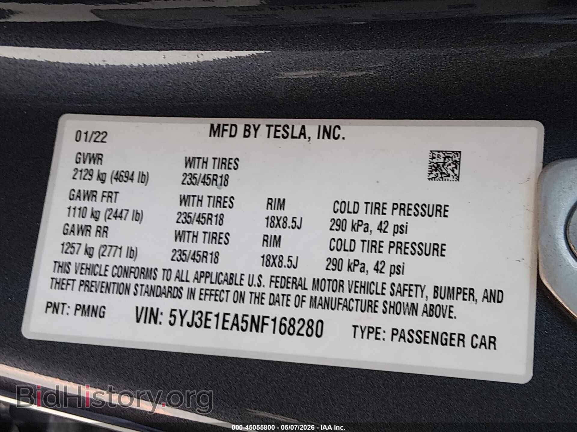 2022 TESLA MODEL 3 - VIN: 5YJ3E1EA5NF168280 - Photo 9
