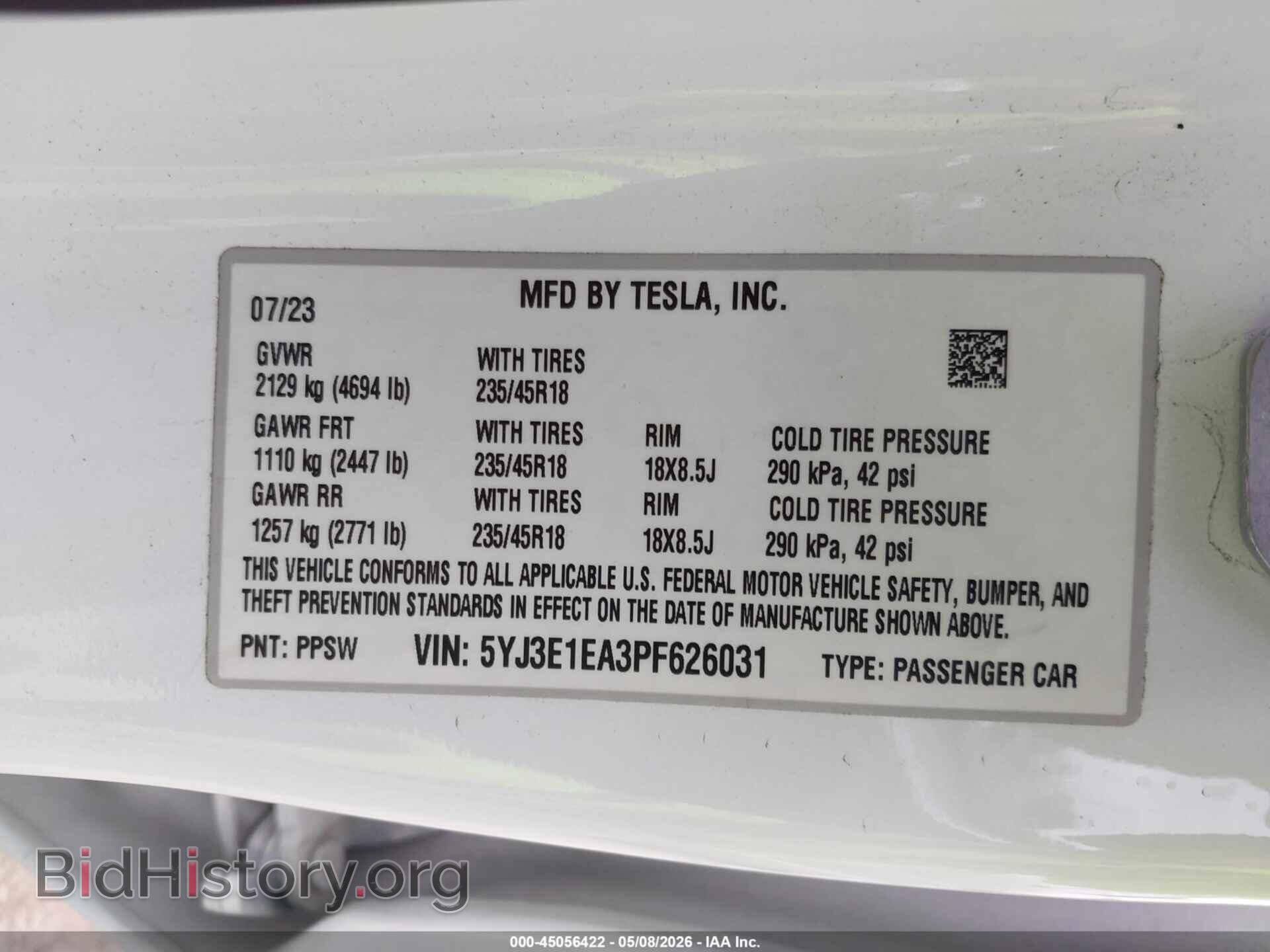 2023 TESLA MODEL 3 - VIN: 5YJ3E1EA3PF626031 - Фото 9
