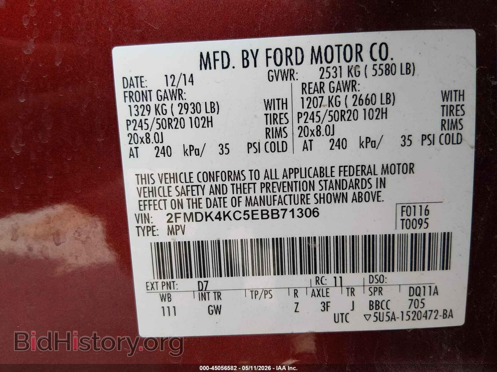 2014 FORD EDGE - VIN: 2FMDK4KC5EBB71306 - Photo 9