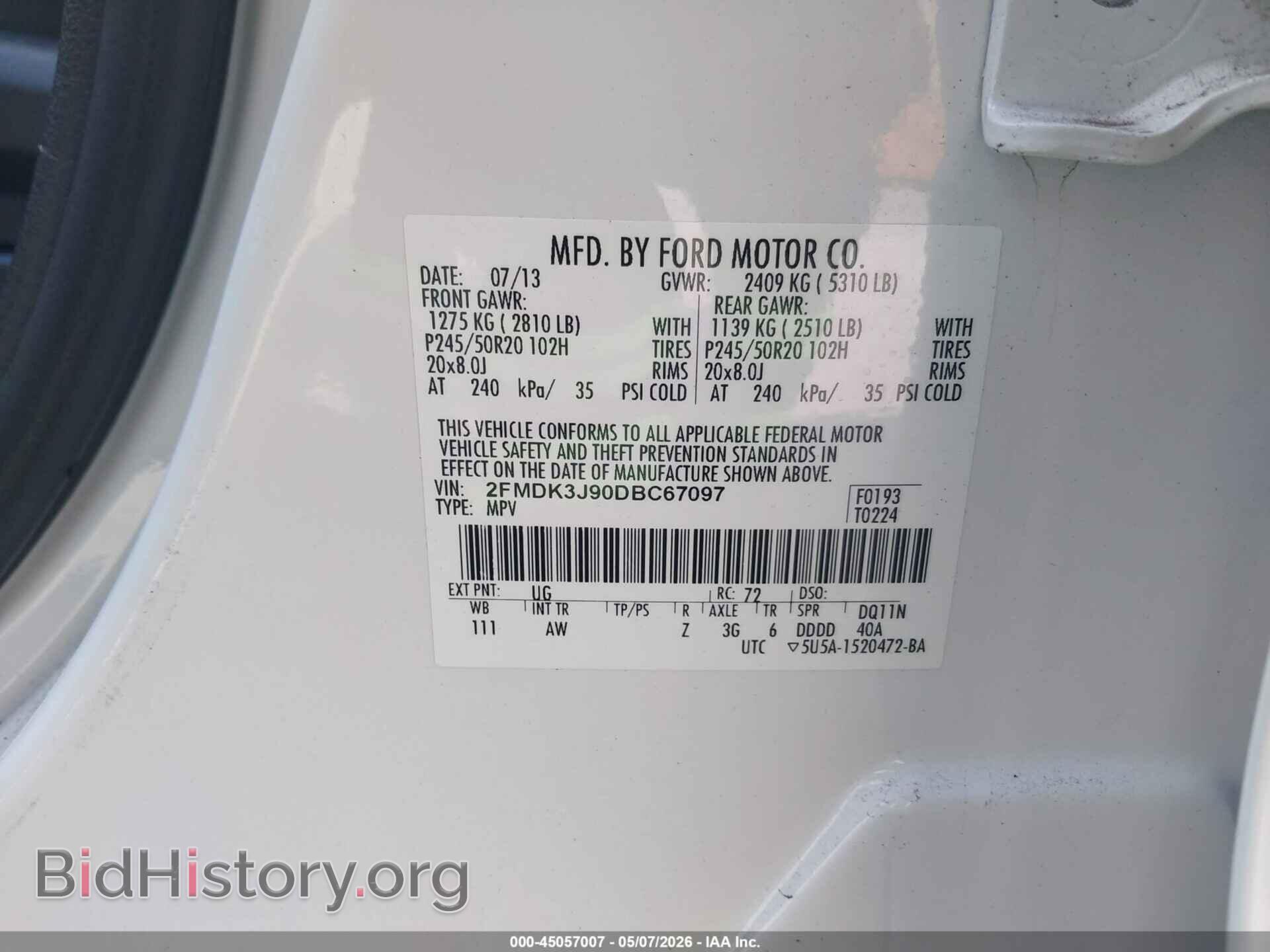 2013 FORD EDGE - VIN: 2FMDK3J90DBC67097 - Photo 9