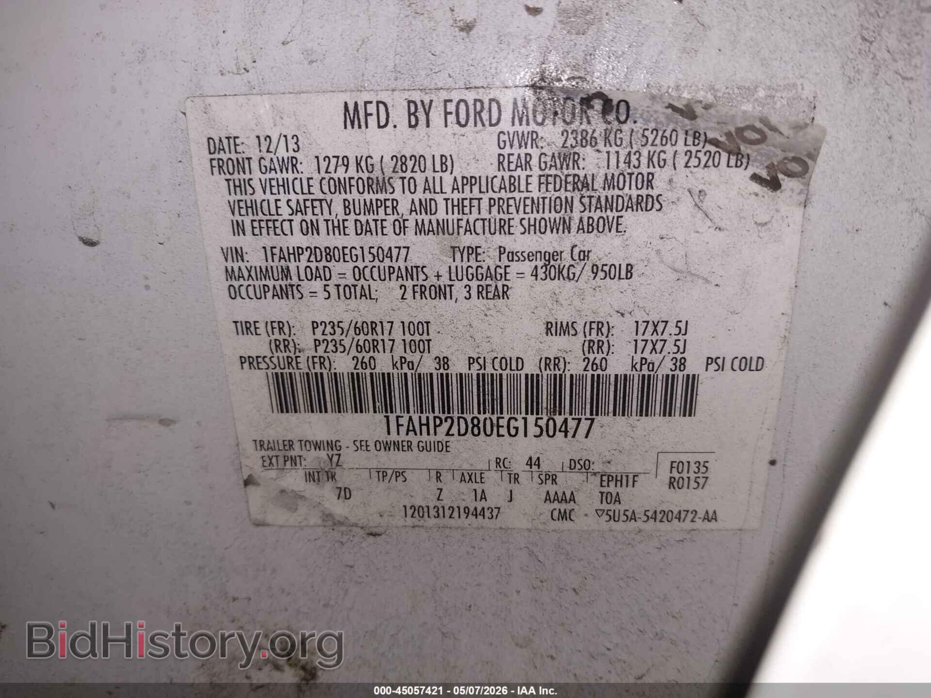 2014 FORD TAURUS - VIN: 1FAHP2D80EG150477 - Photo 9