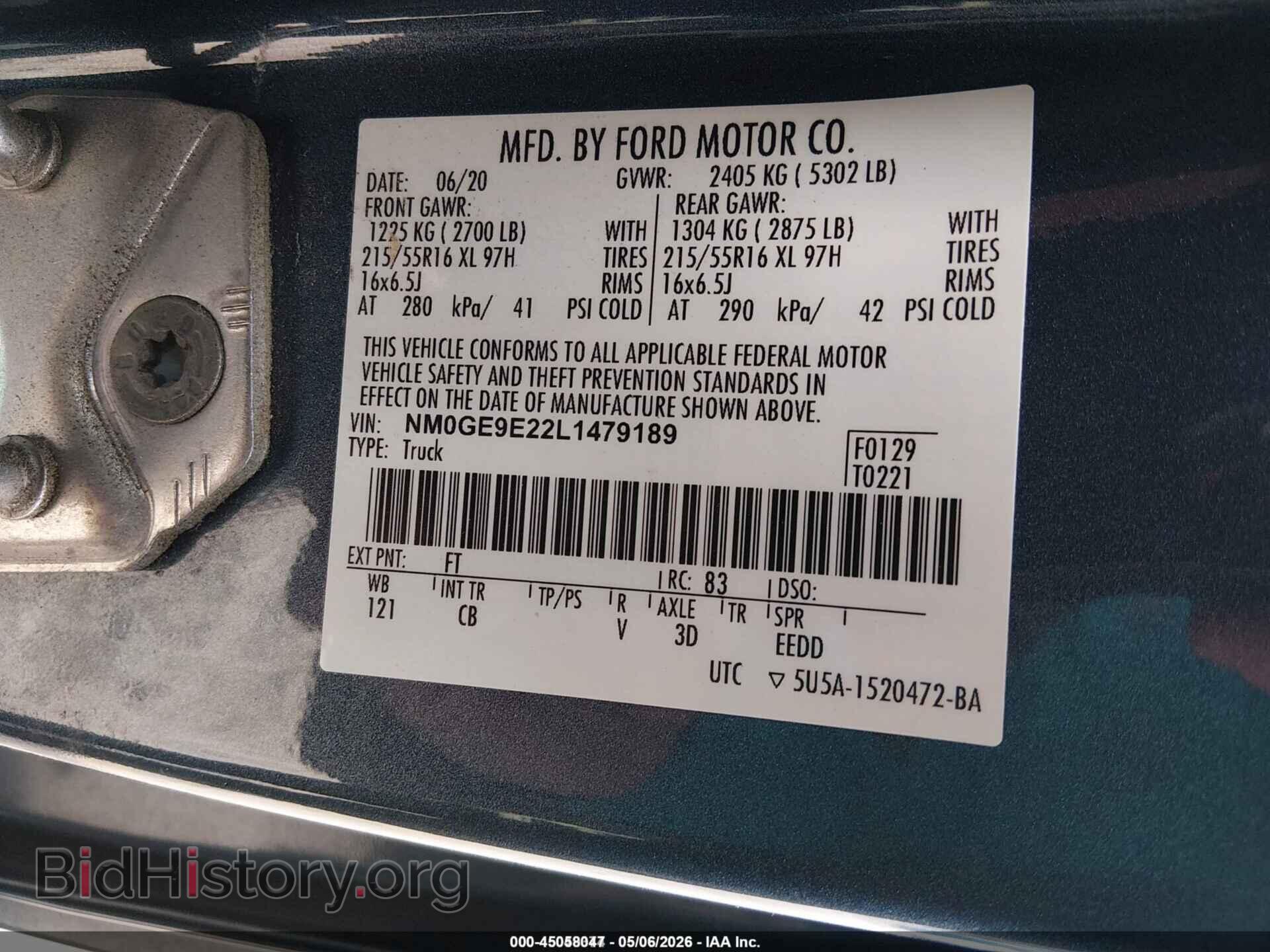 2020 FORD TRANSIT CONNECT - VIN: NM0GE9E22L1479189 - Фото 9