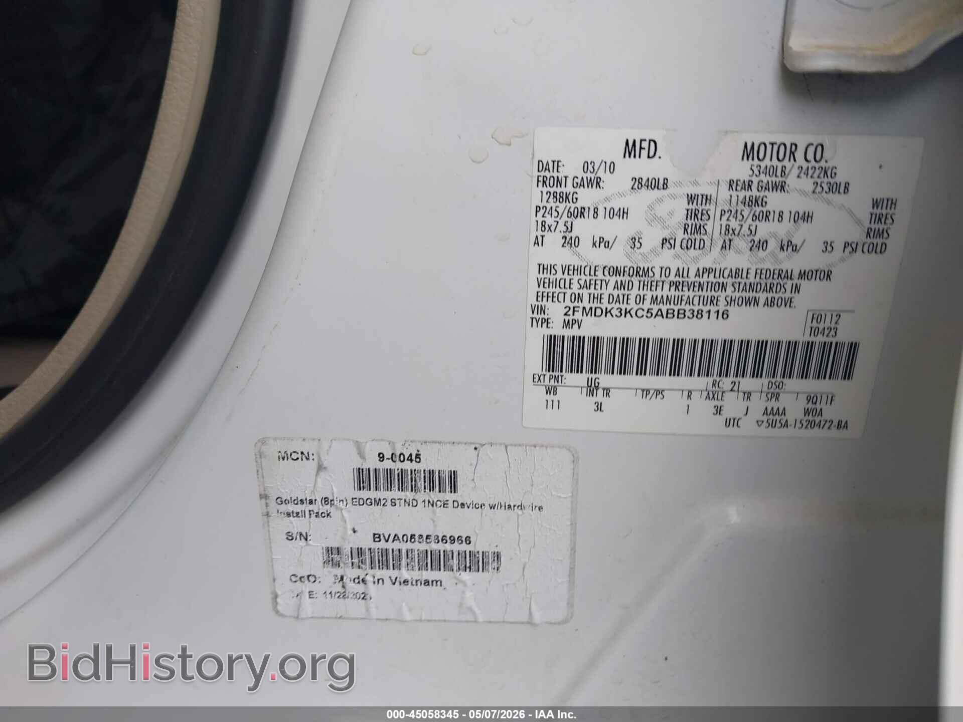 2010 FORD EDGE - VIN: 2FMDK3KC5ABB38116 - Photo 9